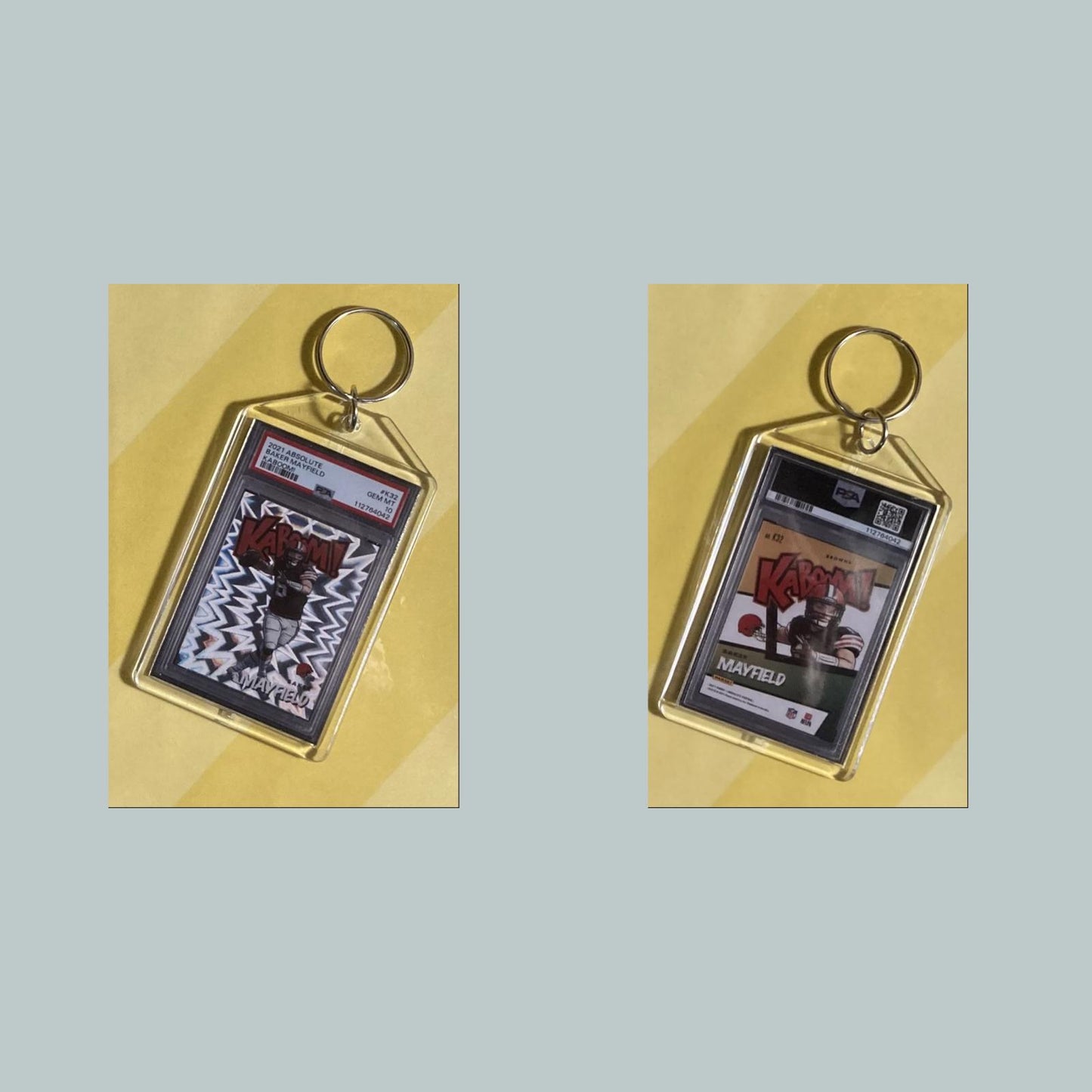 0826 Baker Mayfield 2021 Panini Absolute Kaboom Custom Hand Made Keychain
