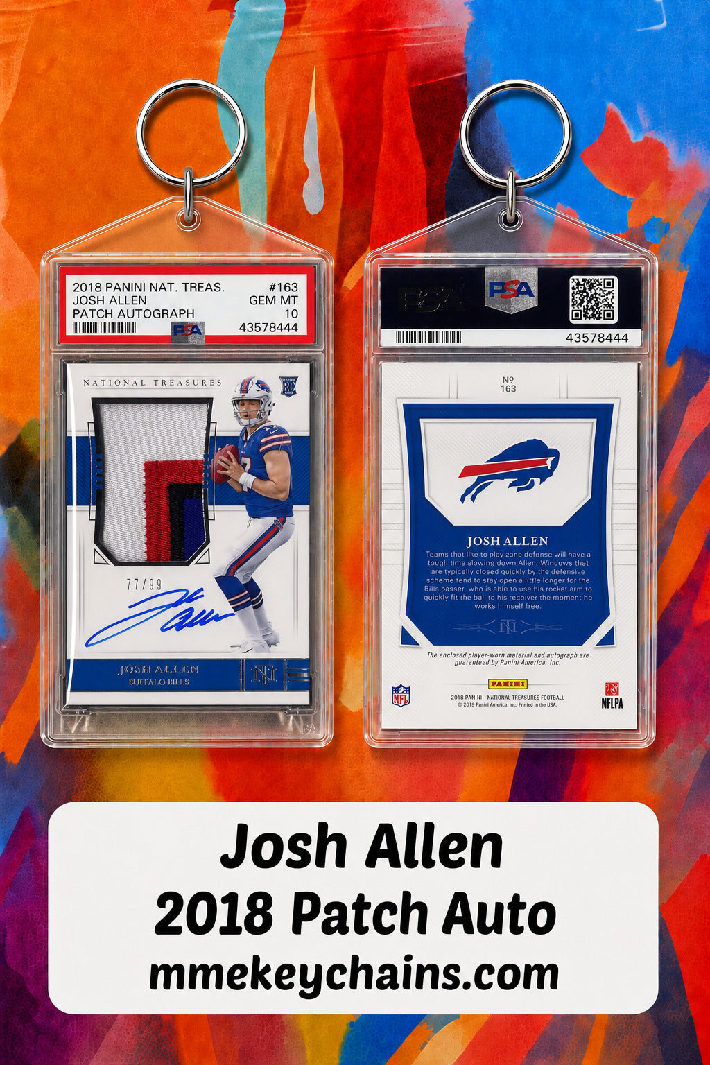 0002 Josh Allen 2018 Patch Auto Novelty Keychain FBL