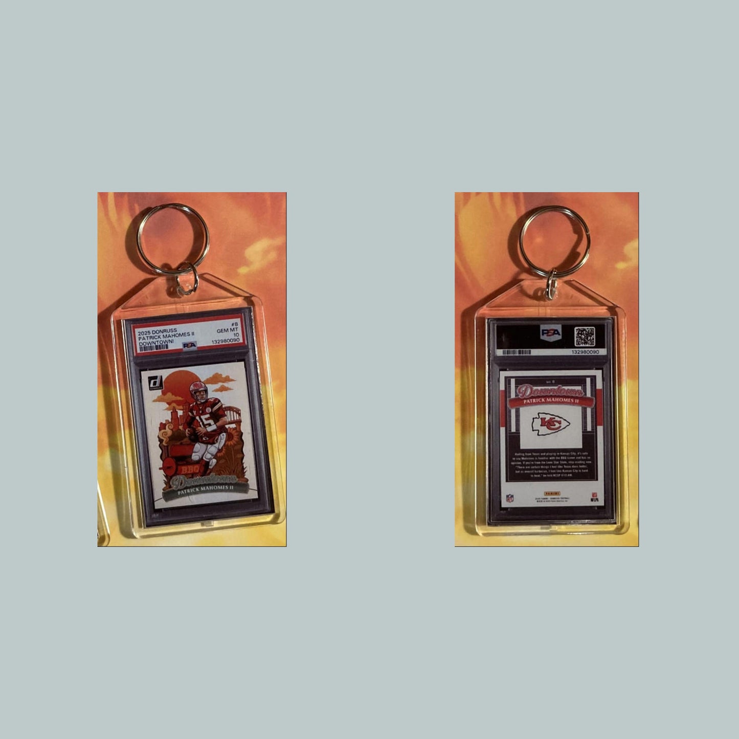 0644 Patrick Mahomes 2025 Panini Donruss Downtown Custom Keychain