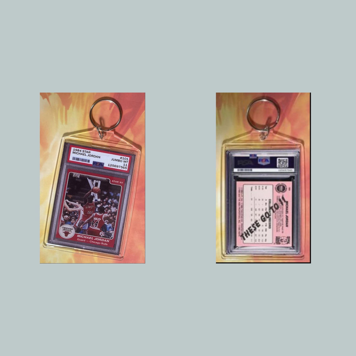 0693 Michael Jordan Jumbo Keychain 1984 Star Red Custom Hand Made Jumbo Keychain