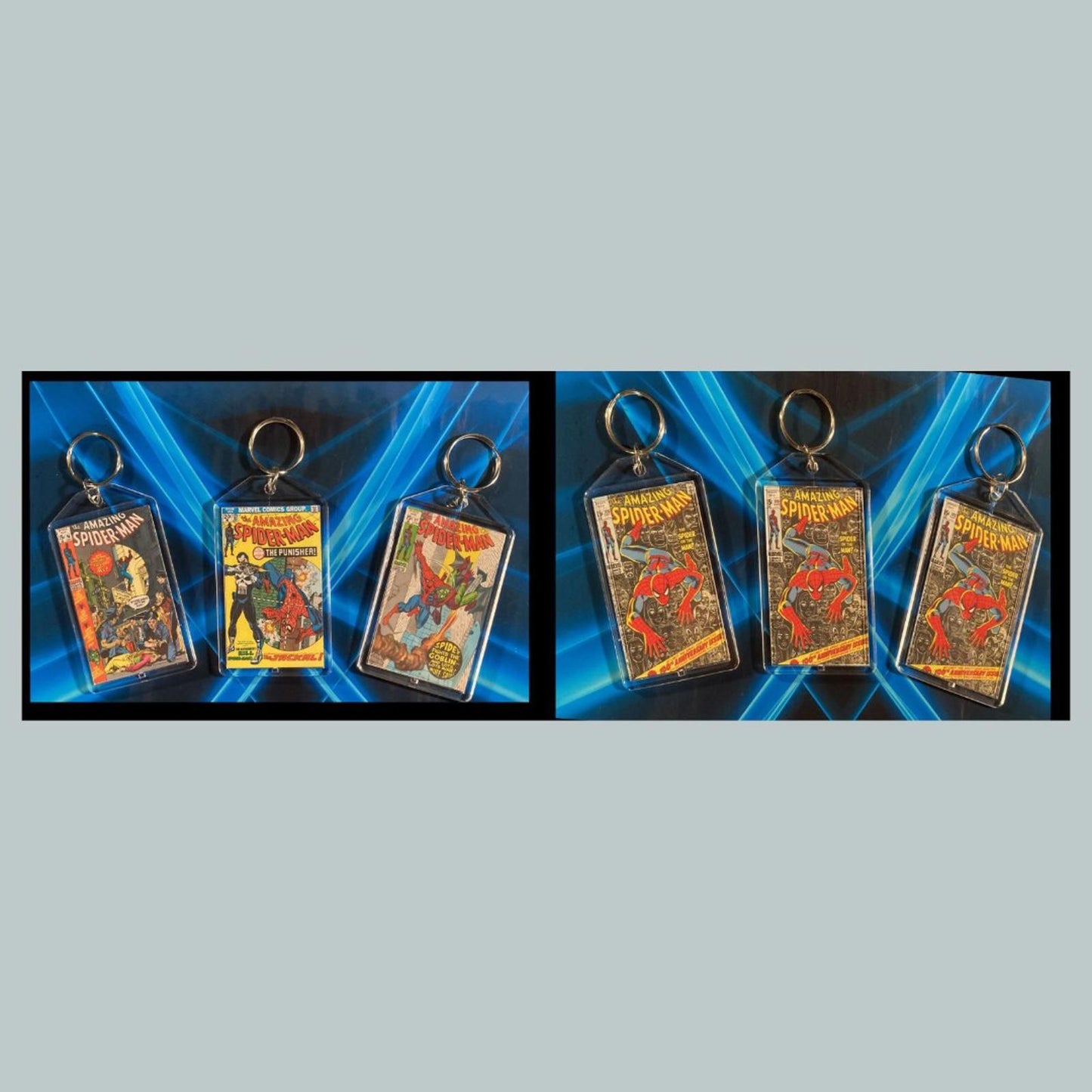0444B Spider Man Classic Comics 3 Pack Bundle -3 Diff Custom Novelty Keychains