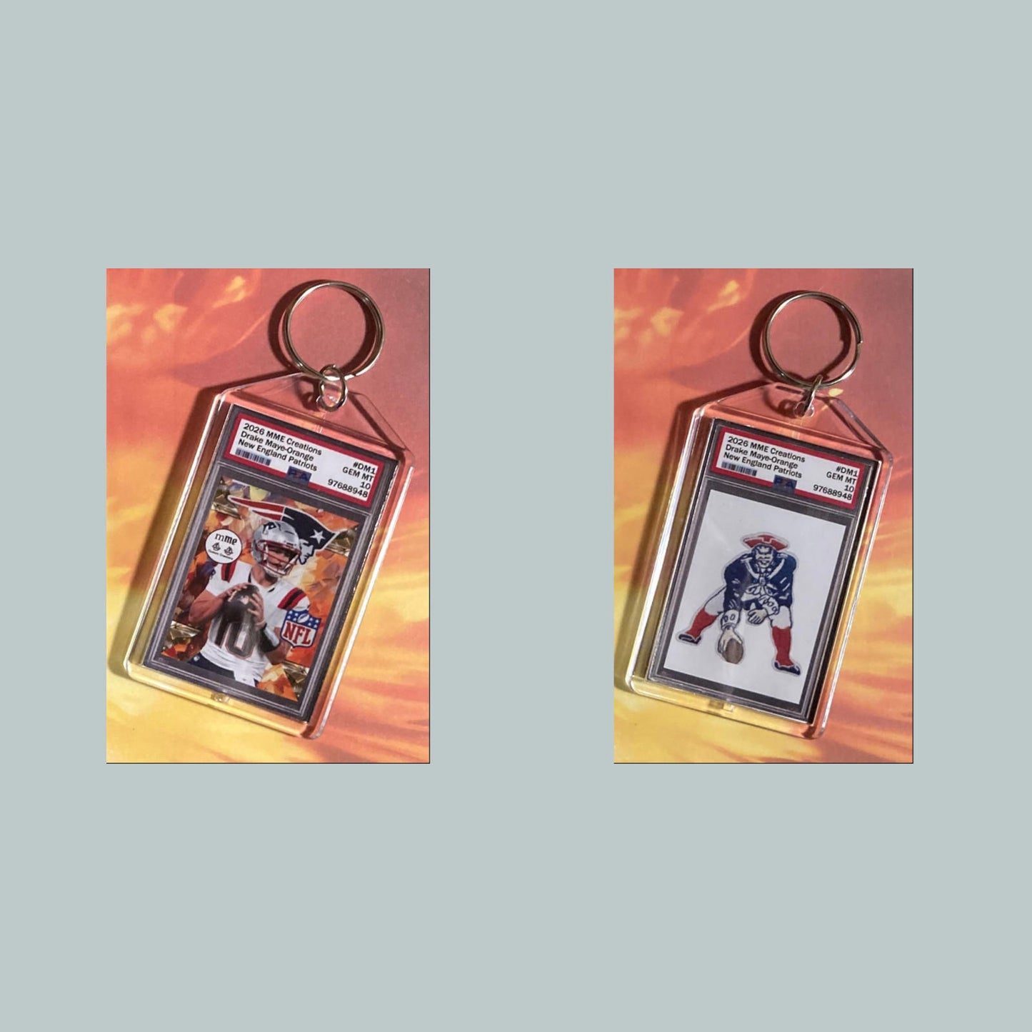 0804 Drake Maye 2026 Mockup Orange Custom Hand Made Keychain