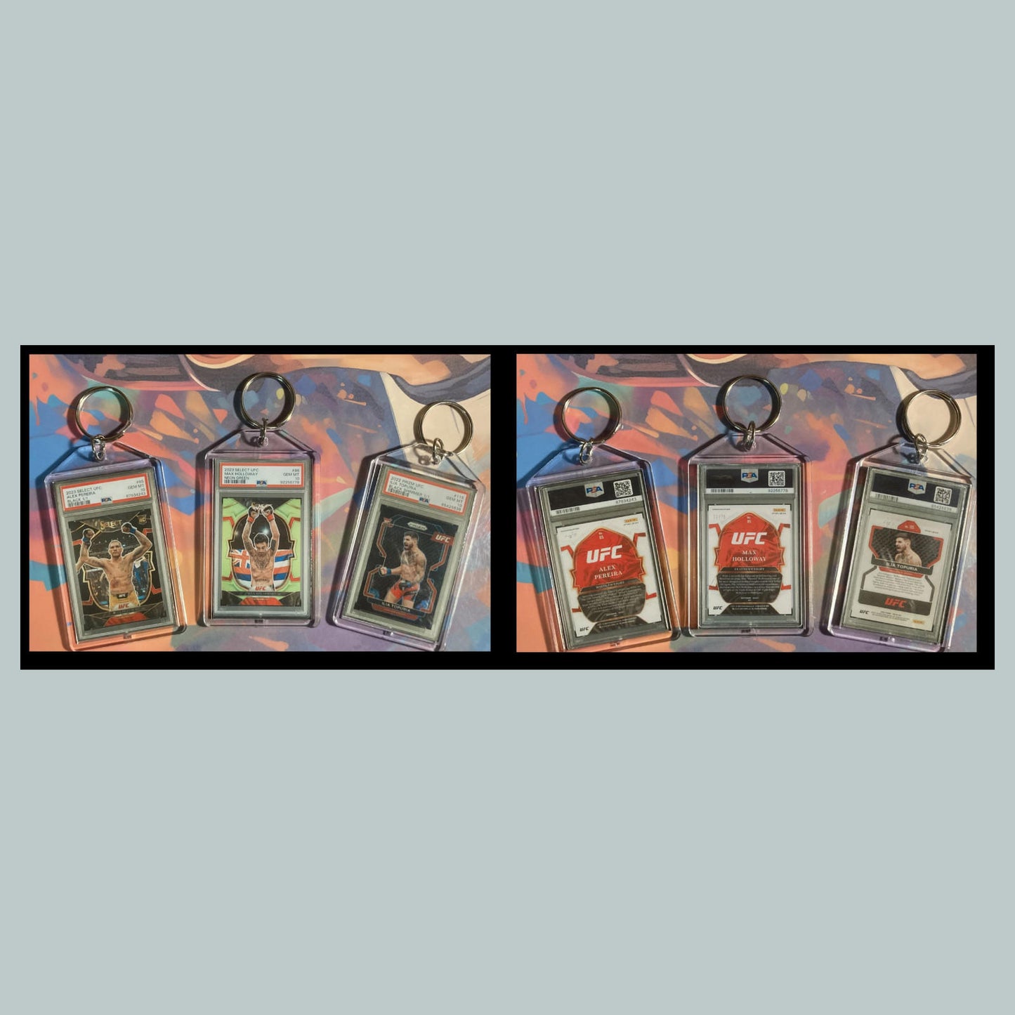 0495B Alex Pereira/Holloway/Topuria 3 Pack Bundle -3 Different Novelty Keychains