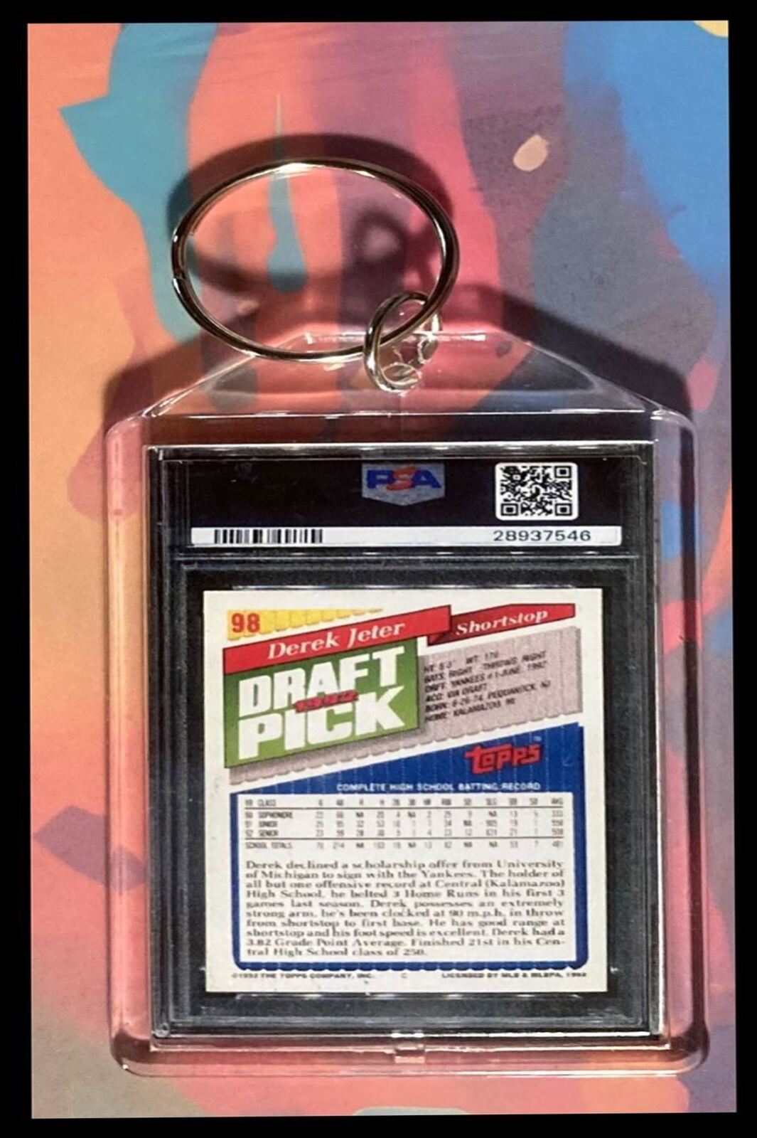 2982 Derek Jeter 1993 Topps Gold Rookie Custom Keychain - Great Gift KYC BBL