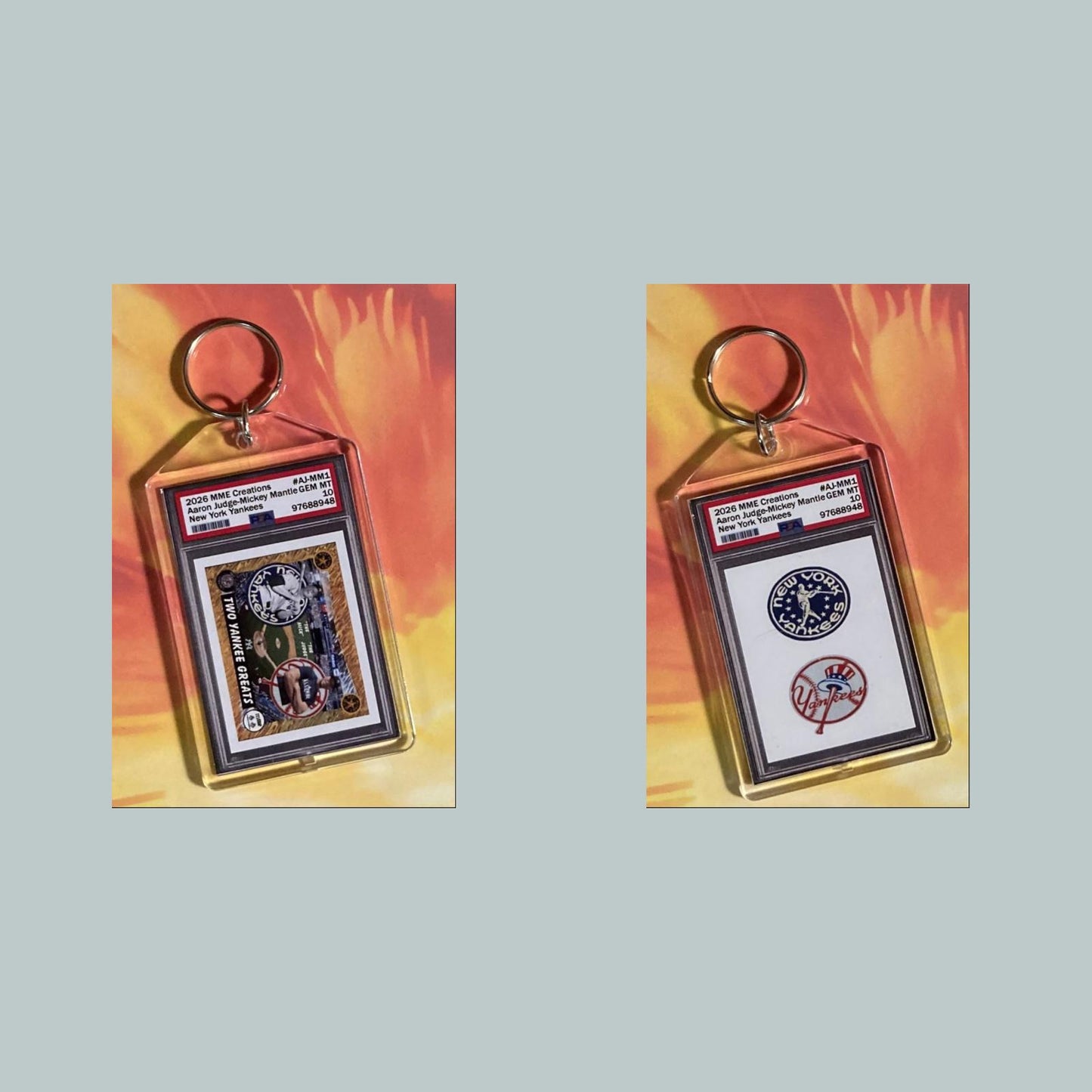 0807 Aaron Judge Mickey Mantle Mockup Custom Hand Made Keychain