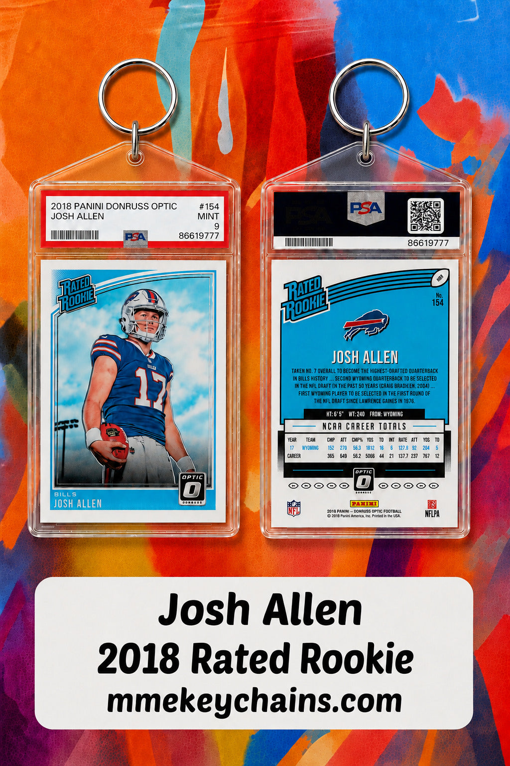 0001 Josh Allen 2018 Rated Rookie Novelty Keychain FBL FBL