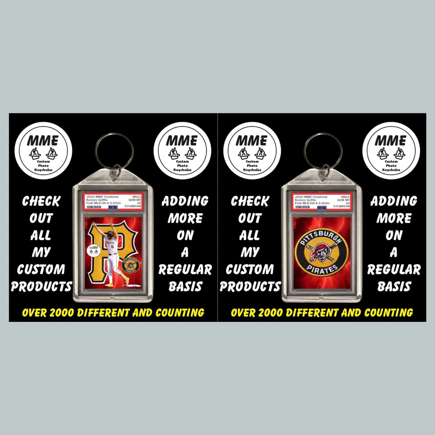 0840 Custom Keychain Konnor Griffin First Major League Hit Fast Secure Shipping
