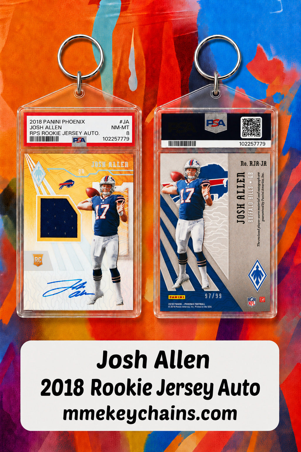 0007 Josh Allen 2018 Rookie Jersey Auto Novelty Keychain FBL