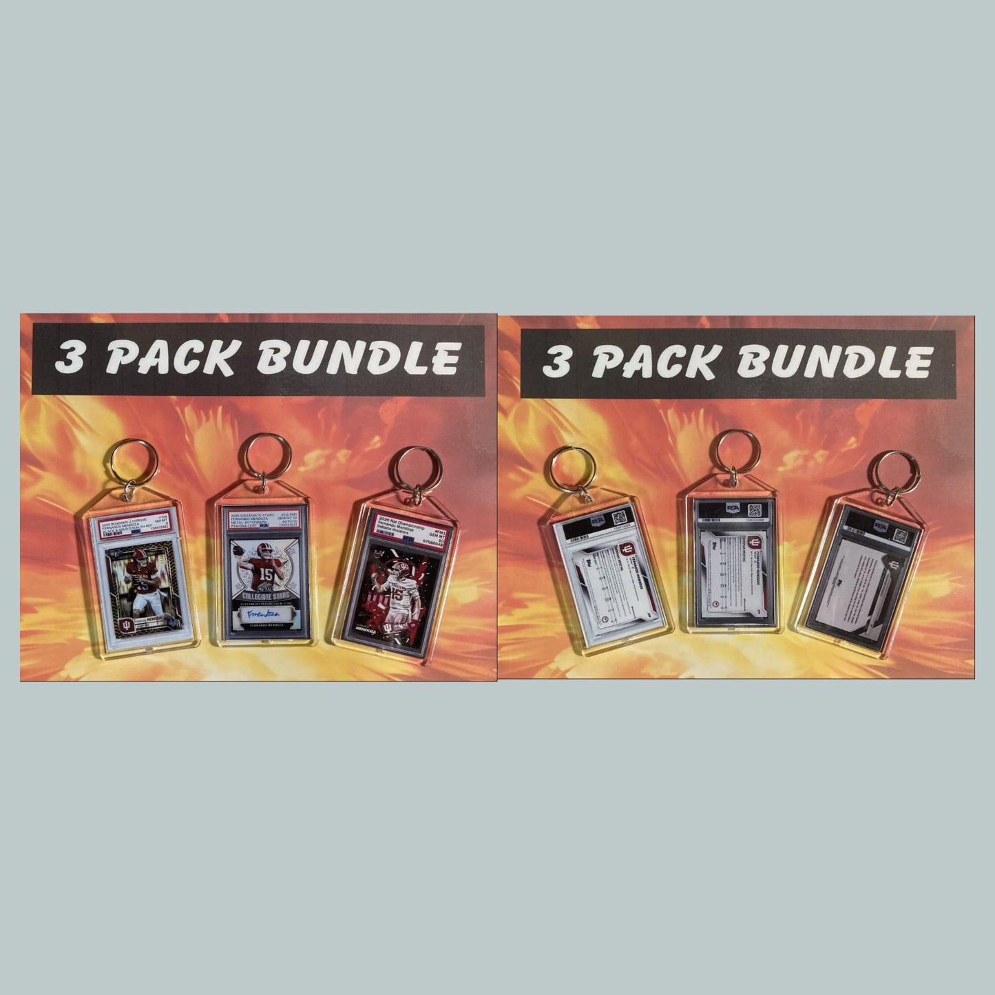 0778B Fernando Mendoza Custom Hand Made Novelty Keychains 3 Pack Bundle