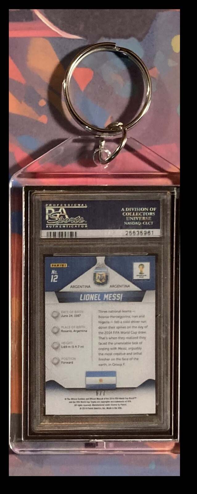 3091 Lionel Messi 2014 Panini Prizm World Cup Limited Edition Keychain KYC MSC