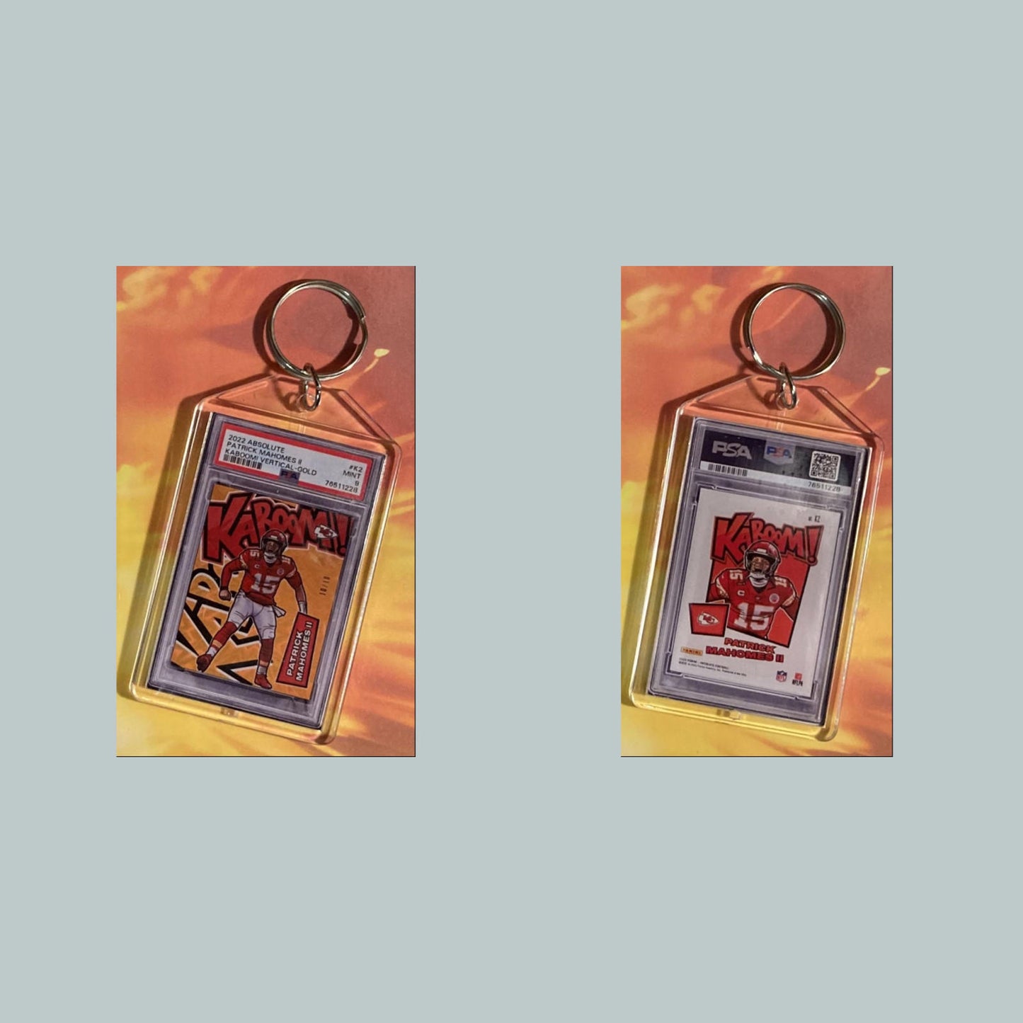 0656 Patrick Mahomes 2022 Panini Absolute Gold Kaboom Custom Keychain