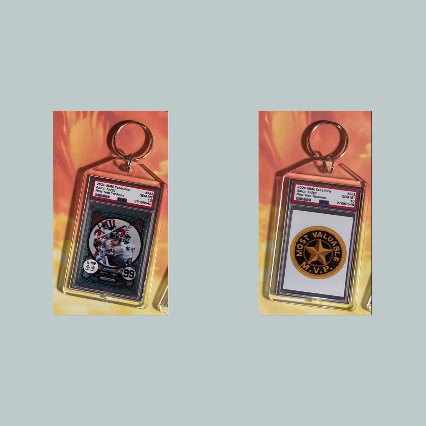 0801 Aaron Judge Green Shimmer Custom Hand Made Keychain Makes A Great Gift