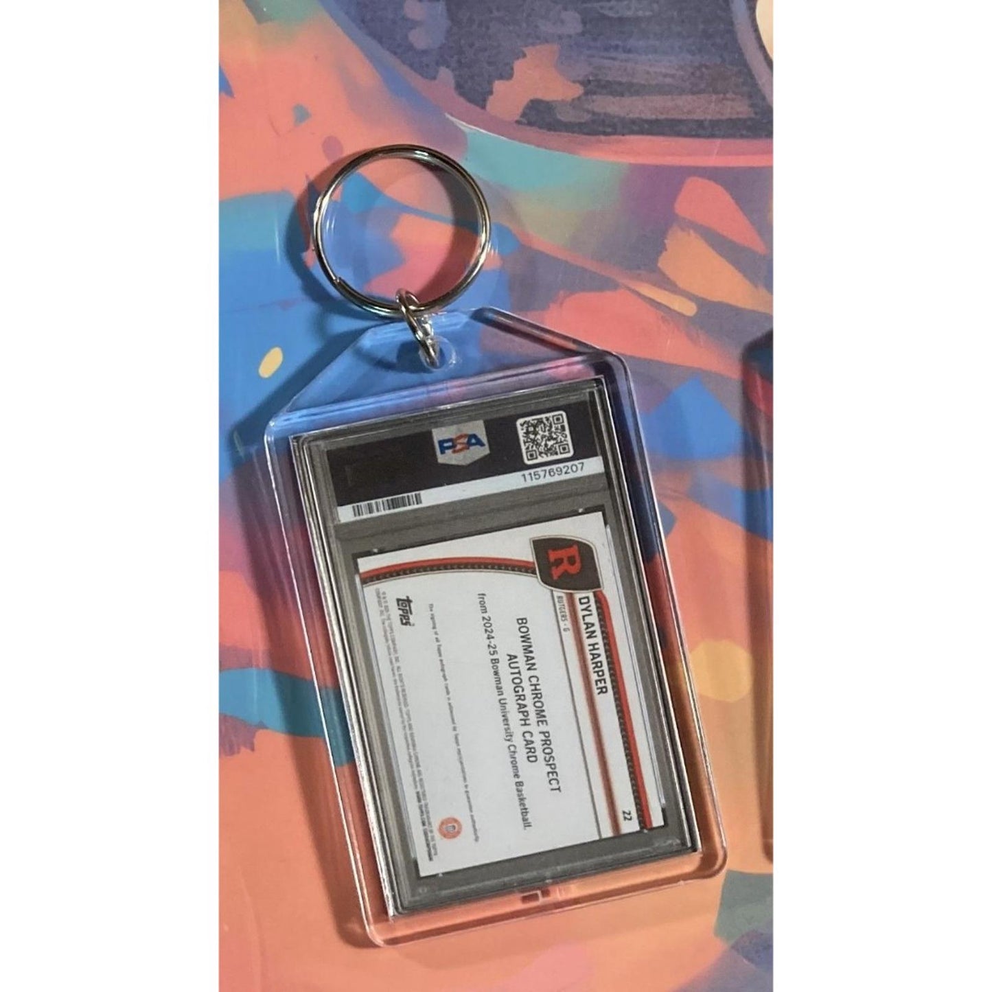 0153 Dylan Harper 2024 Bowman Chrome U Red Auto Custom Keychain-Great Gift