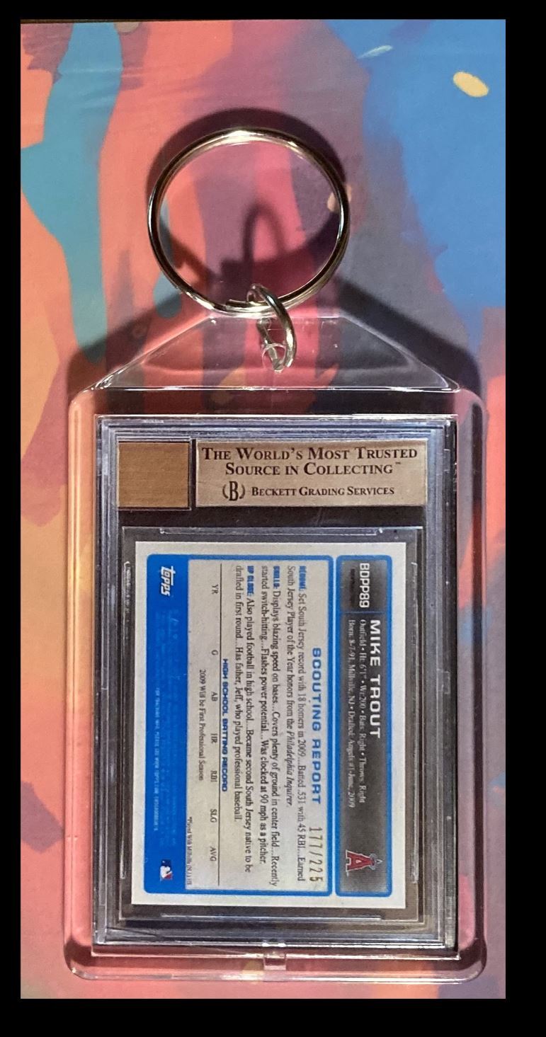 2984 Mike Trout 2009 Bowman Chrome Draft Rookie Auto Keychain-Gift KYC BBL