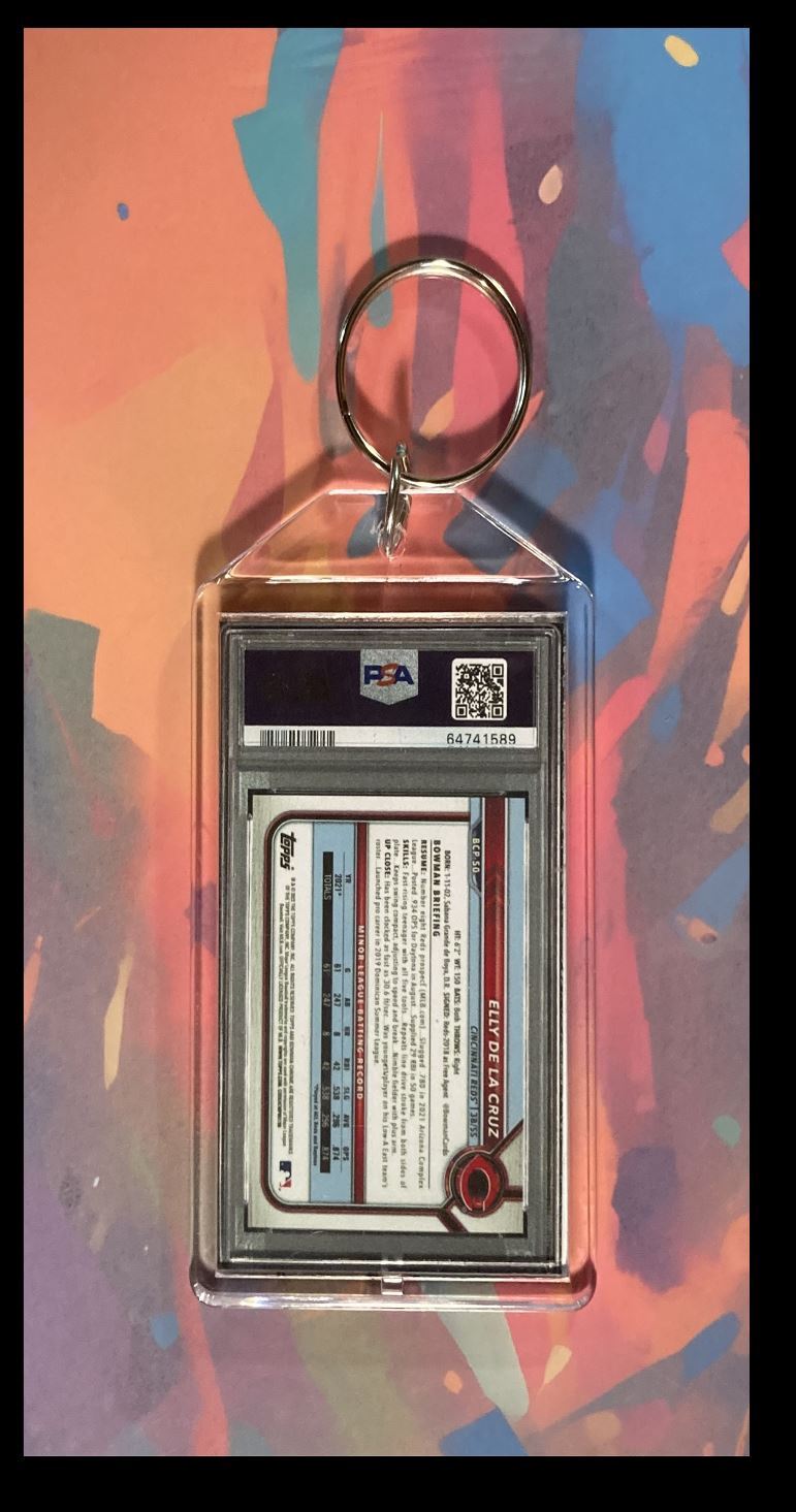 3058 Elly De La Cruz 2022 Bowman Chrome Superfractor PSA Style Keychain-Gift BBL KYC
