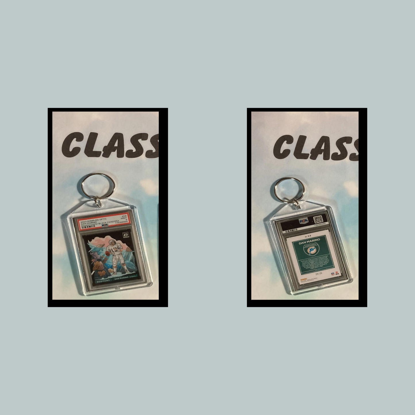 0554 Dan Marino 2023 Panini Donruss Downtown Black Pandora Custom Made Keychain