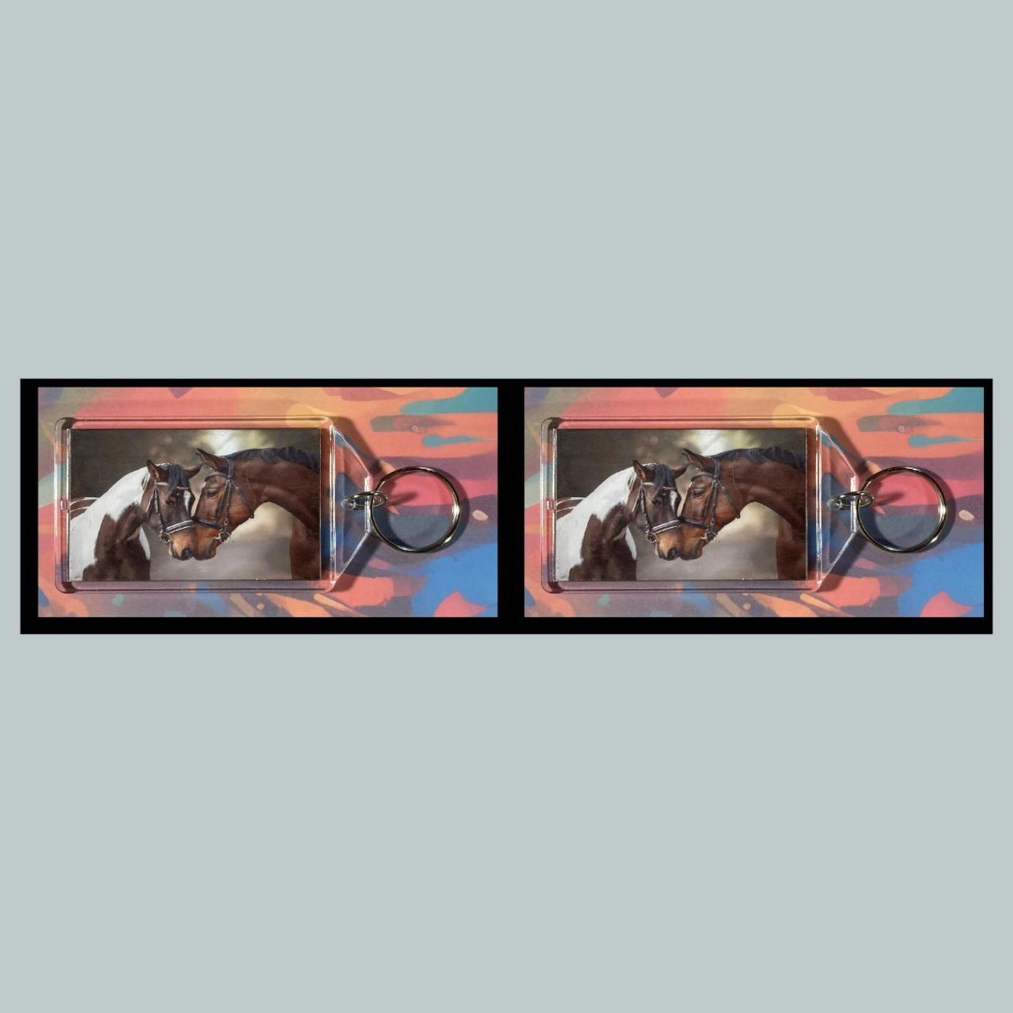 0340 Horses Hello Custom Hand Made Keychain - Makes A Great Gift