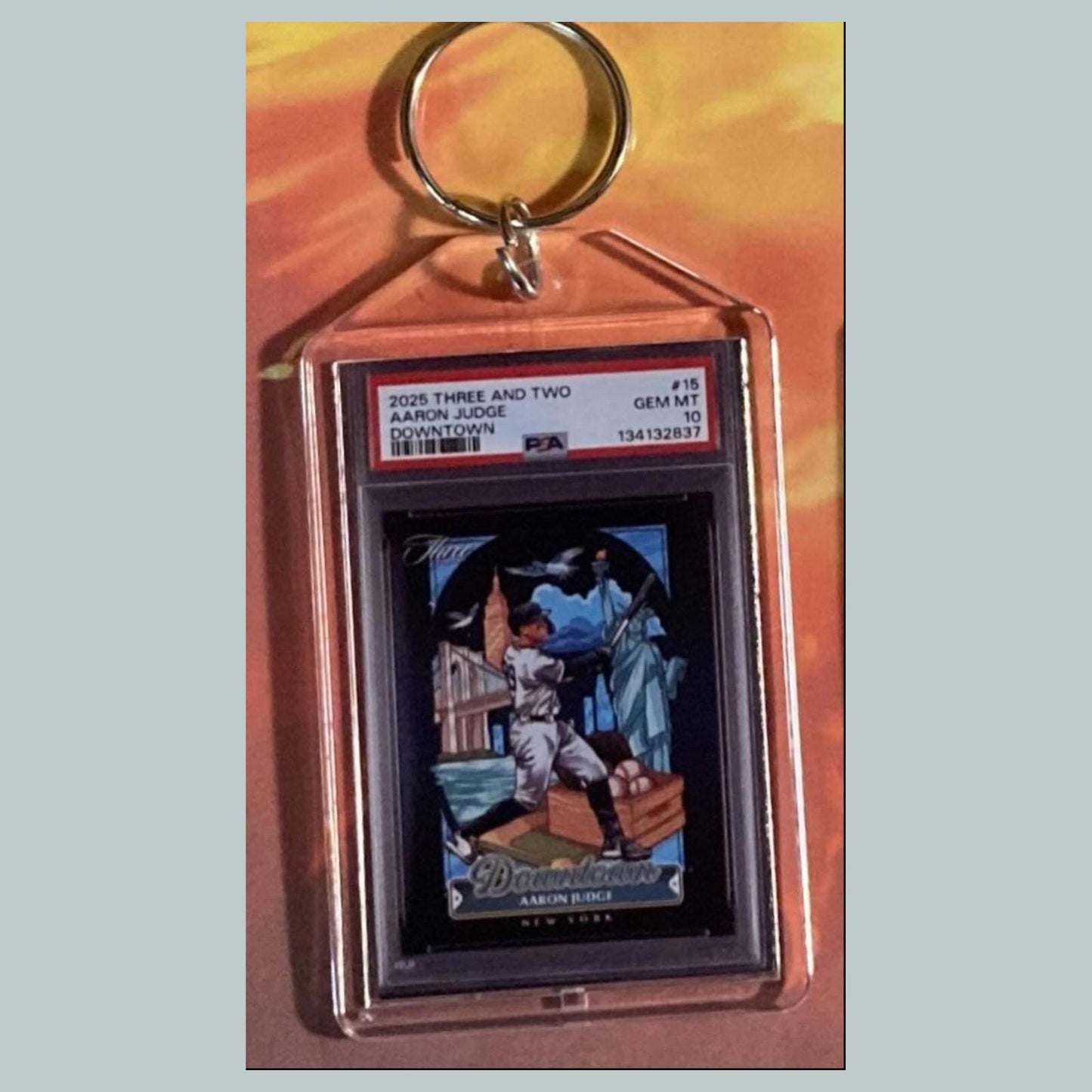 3597 Aaron Judge 2025 Panini Three and Two Downtown Custom Made Keychain BBL KYC