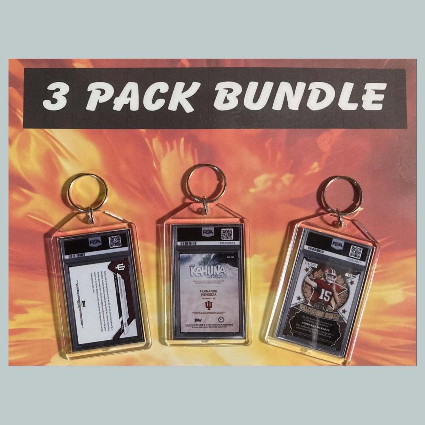 3736 Fernando Mendoza Custom Hand Made Novelty Keychains 3 Pack Bundle FBL