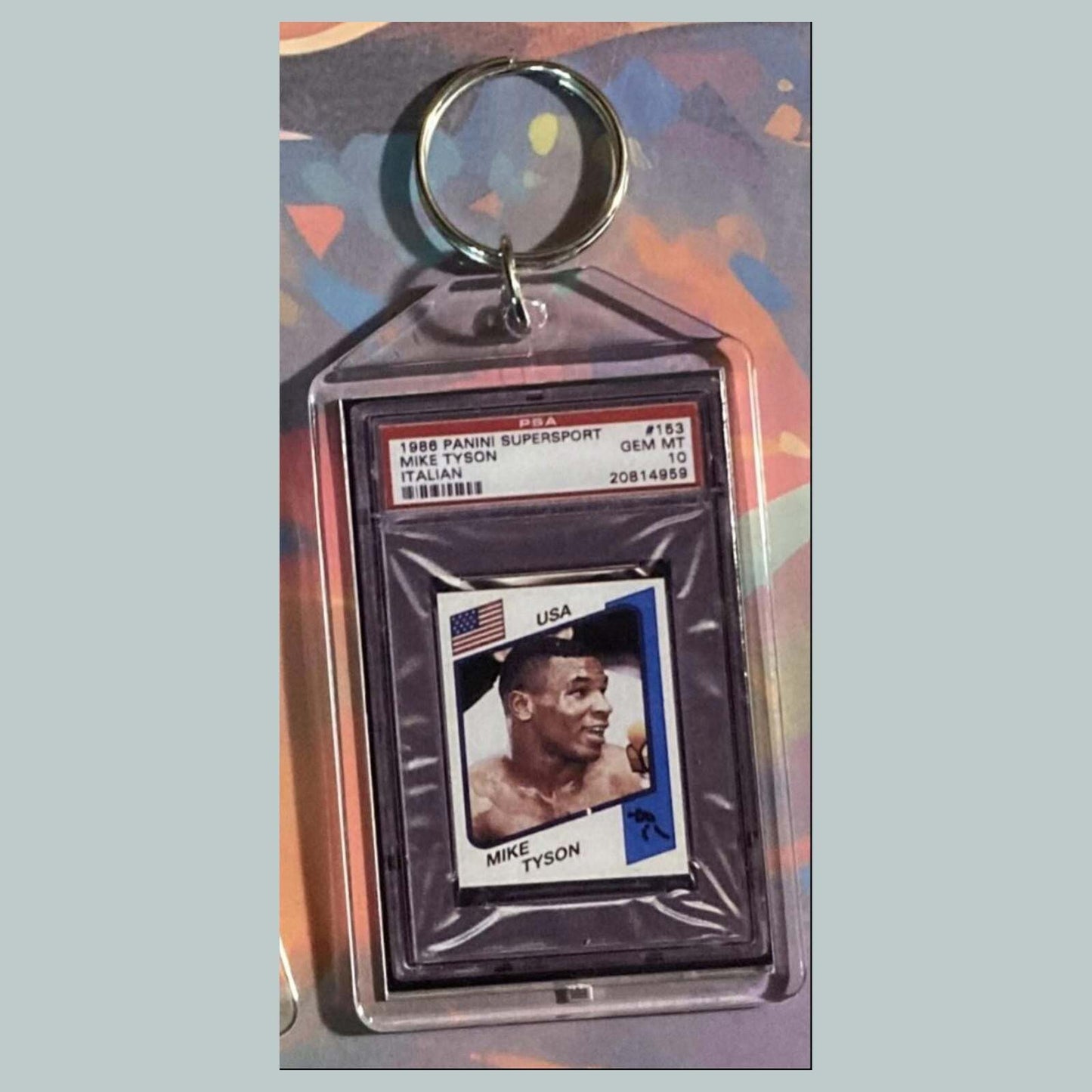 3542 1986 Panini Supersport Mike Tyson Rookie Italian Version Custom Keychain MSC KYC