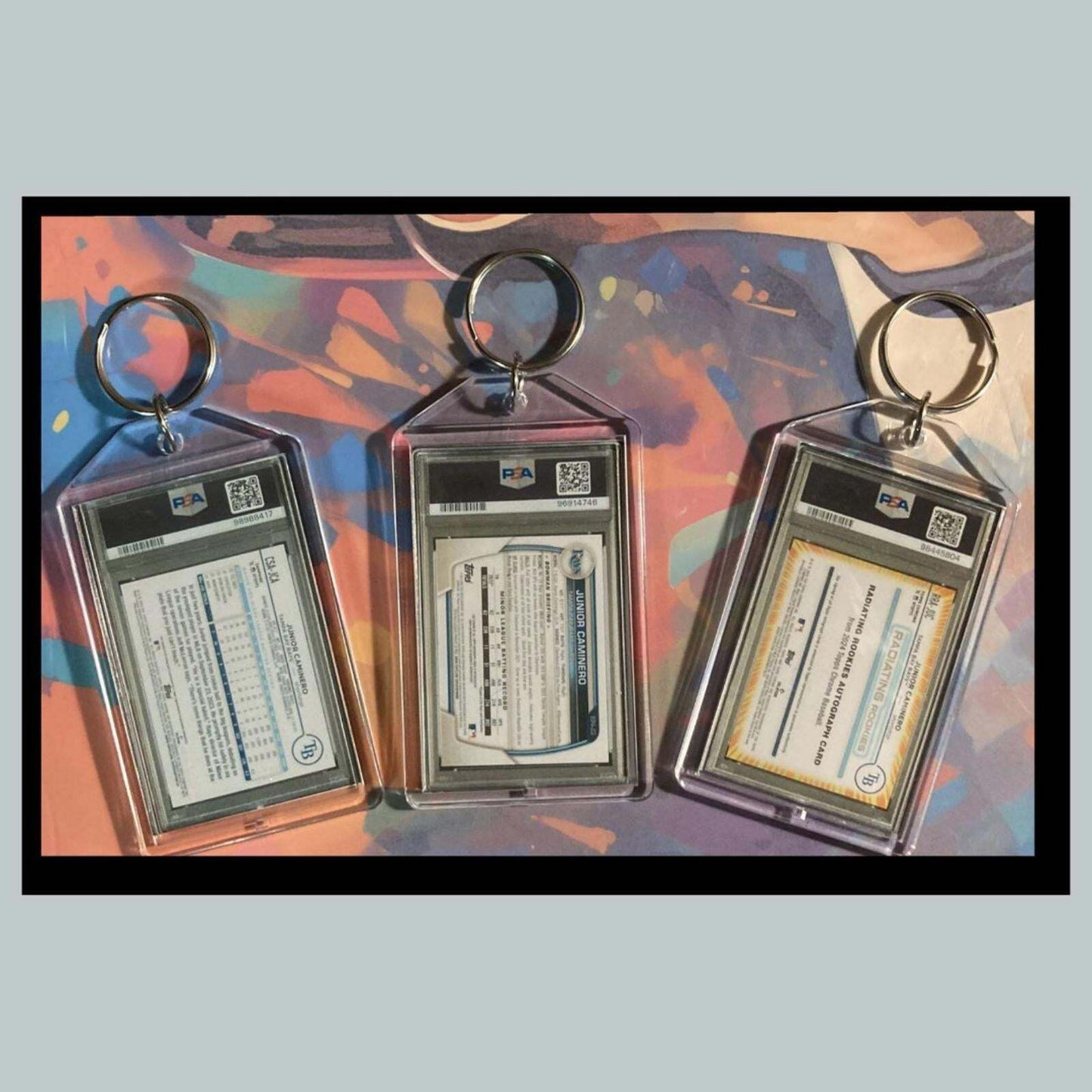 3406B Junior Caminero 3 Pack Bundle - 3 Different Custom Novelty Keychains -Gift BBL KYC