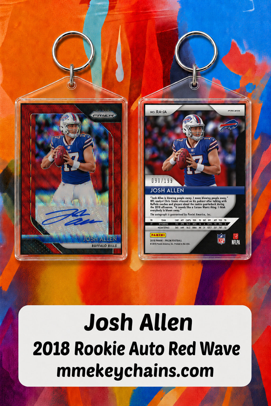 0009 Josh Allen 2018 Rookie Auto Red Wave Novelty Keychain FBL FBL