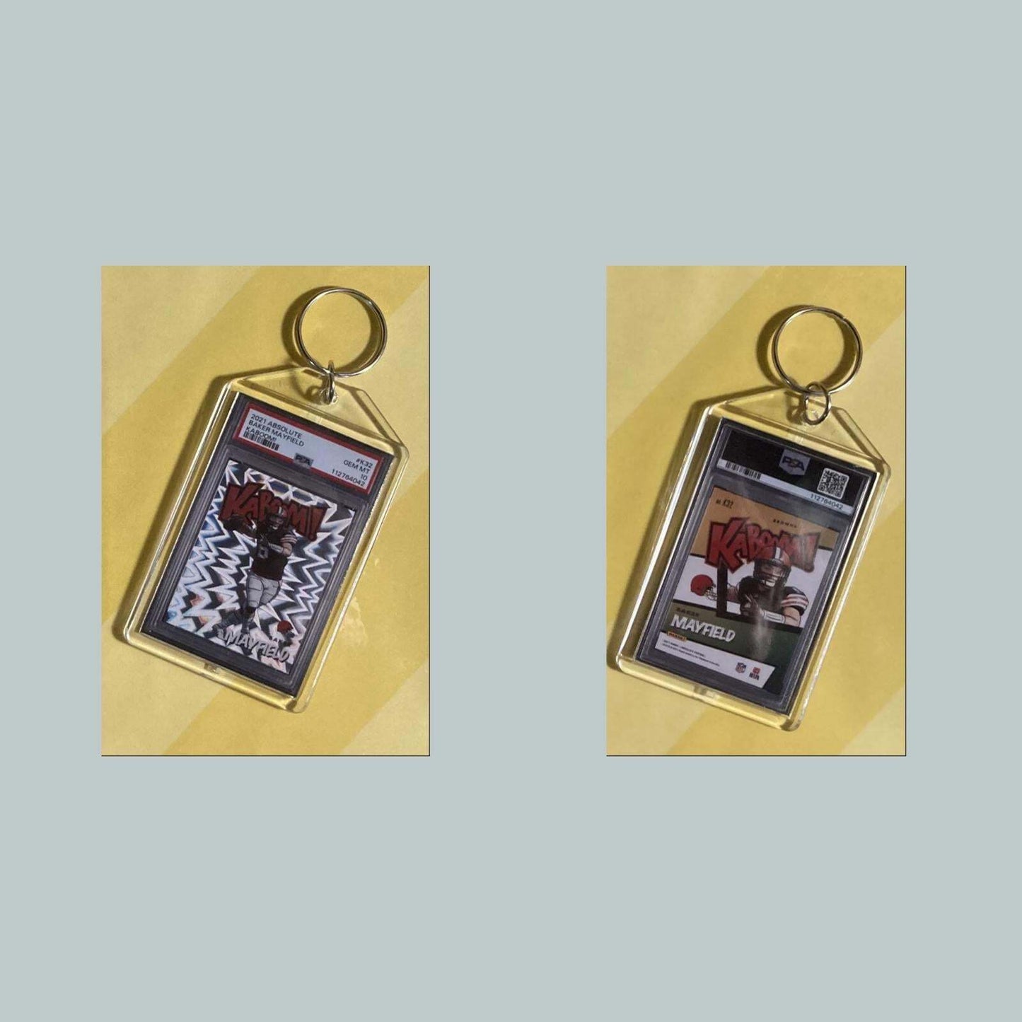 3783 Baker Mayfield 2021 Panini Absolute Kaboom Custom Hand Made Keychain FBL