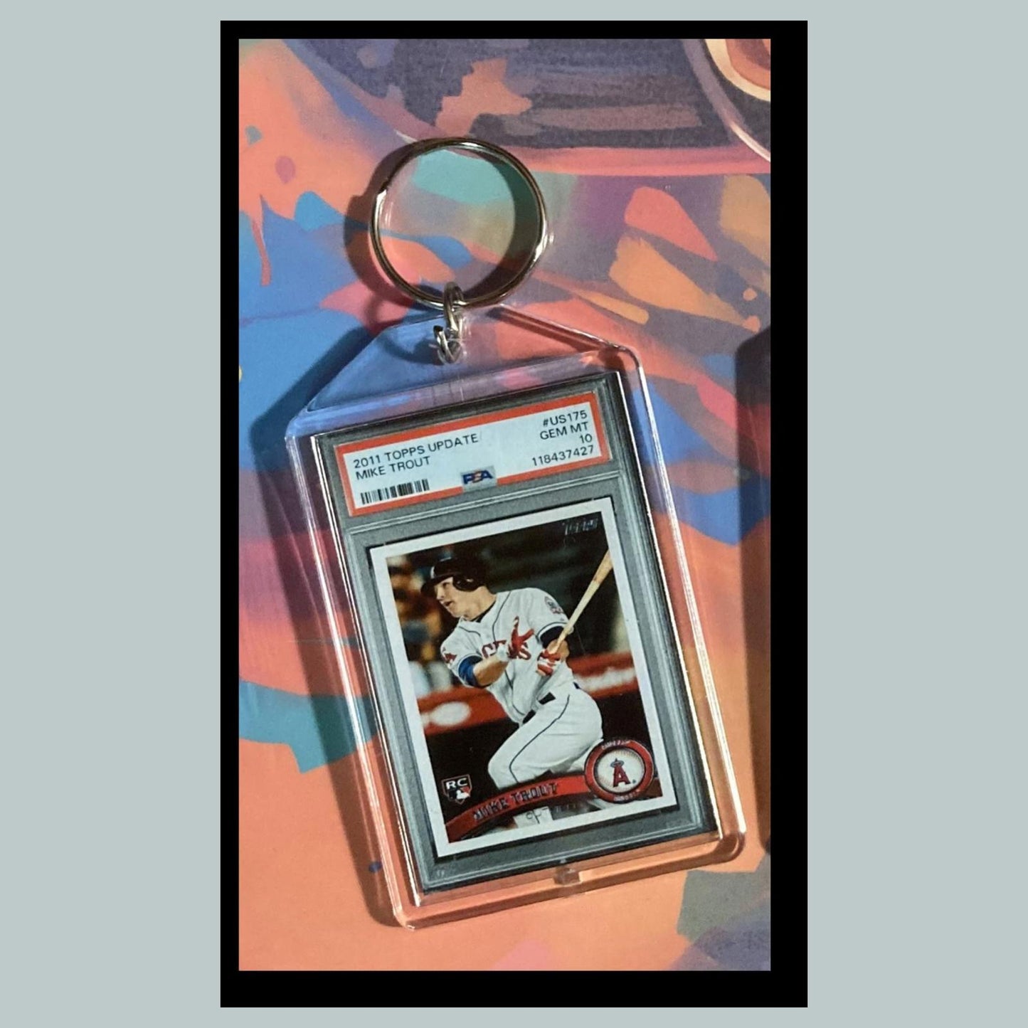 0244 Mike Trout 2011 Topps Update Rookie Custom Hand Made Novelty Keychain-Gift