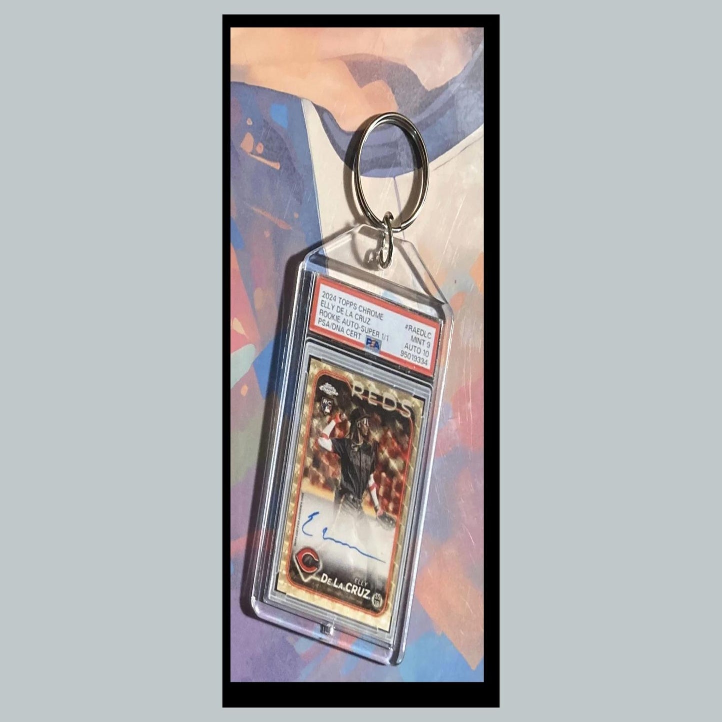 0262	Elly De La Cruz 2024 Topps Chrome Auto SuperFractor Custom Made Keychain