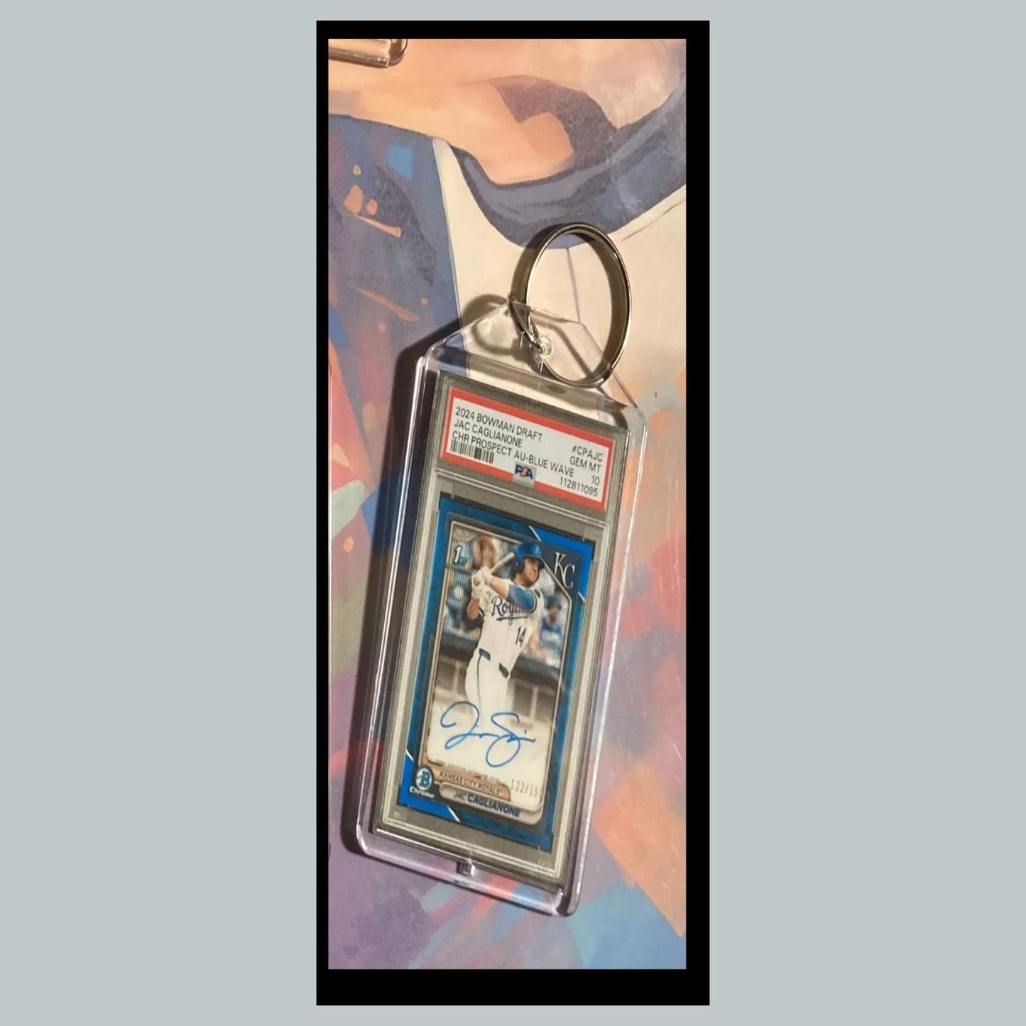 0266	Jac Caglianone 2024 Bowman Draft Blue Wave Auto Custom Made Keychain