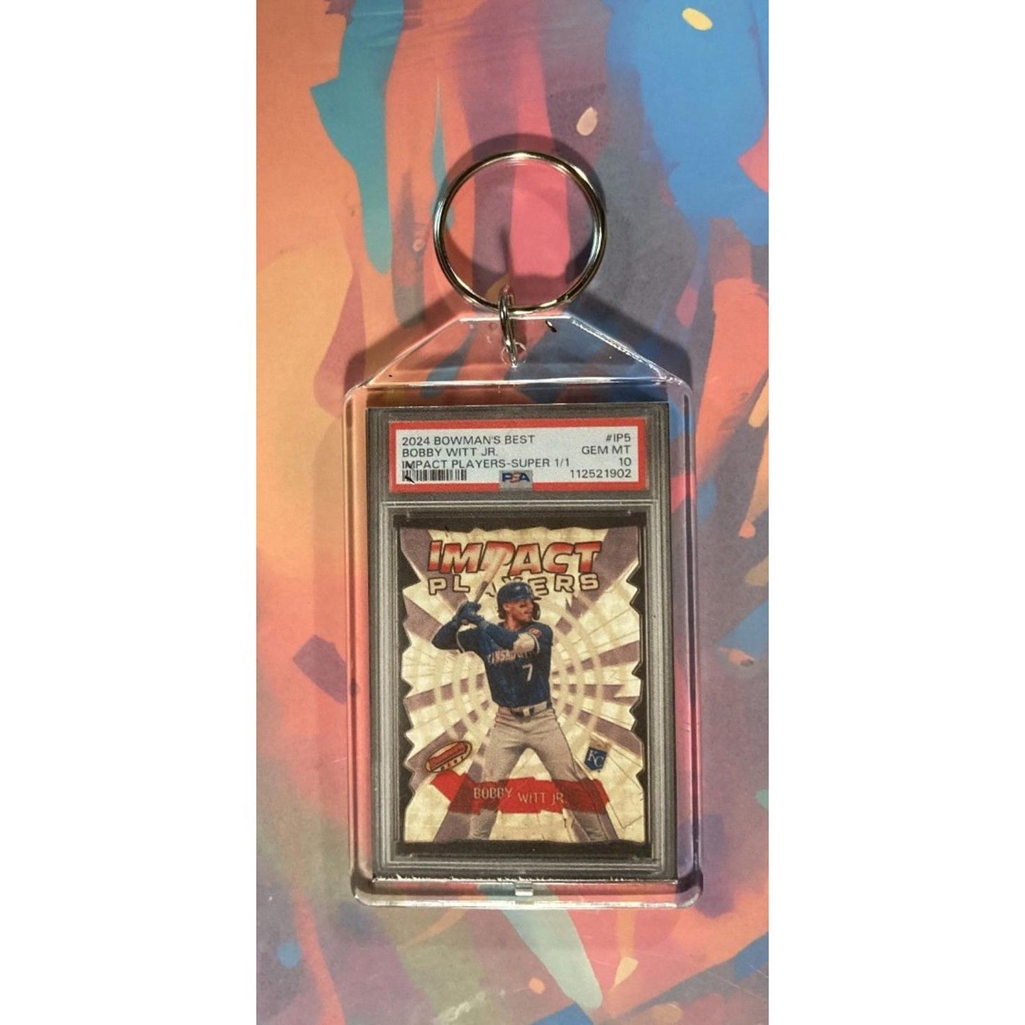 0080 Bobby Witt Jr 2024 Bowman's Best Impact SuperFractor Novelty Keychain-Gift
