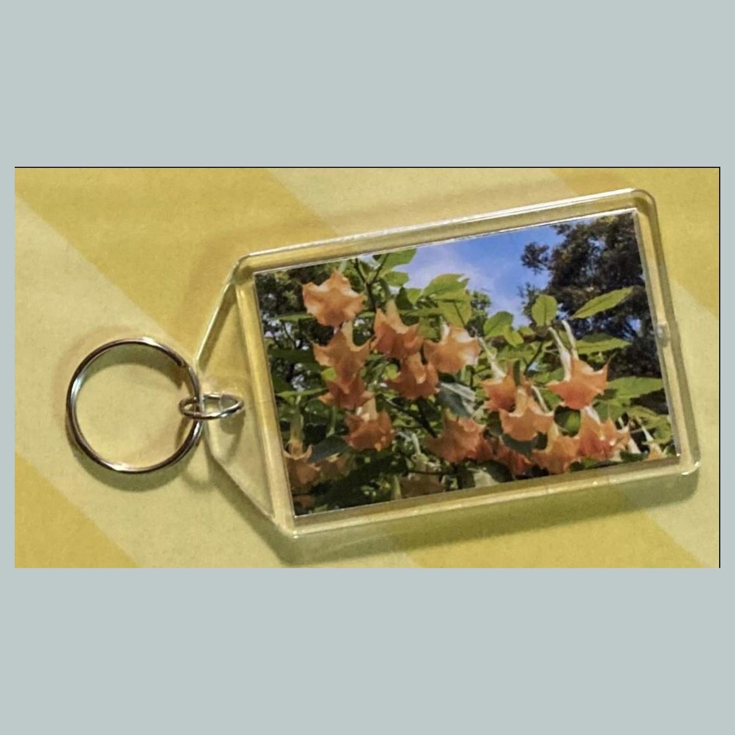 0726 Angel's Trumpets Acrylic Keychain | Floral Keychain | Flower Lover Gift | Botanical Purse Charm | Backpack Accessory