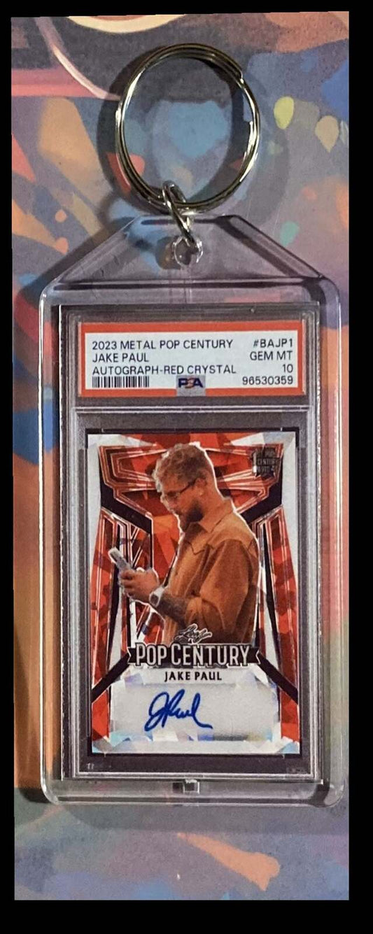 3100 Jake Paul 2023 Leaf Metal Pop Century Red Crystals Keychain KYC MSC