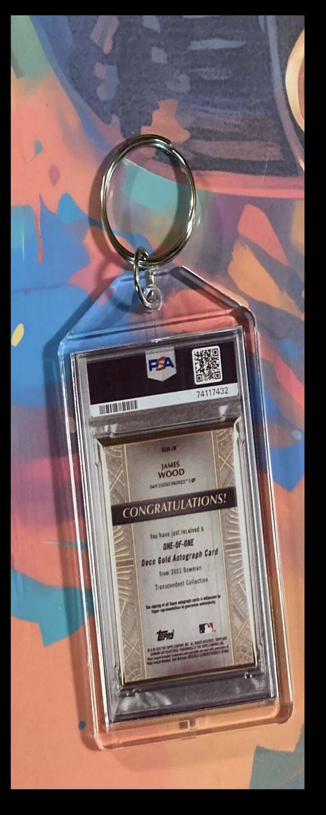 3123 James Wood 2022 Bowman Transcendent Deco Gold Auto Keychain BBL KYC