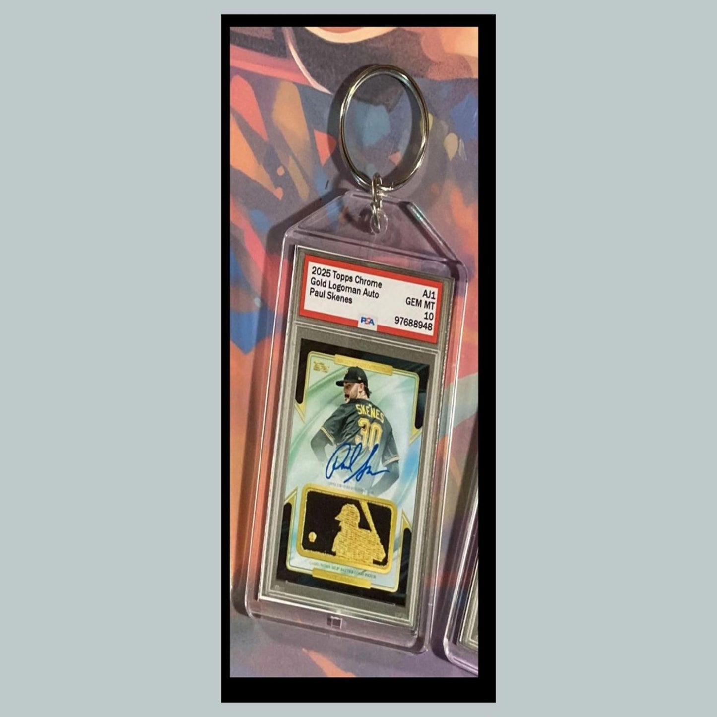 0415 Paul Skenes 2025 Chrome Gold Logoman Auto Custom Hand Made Novelty Keychain