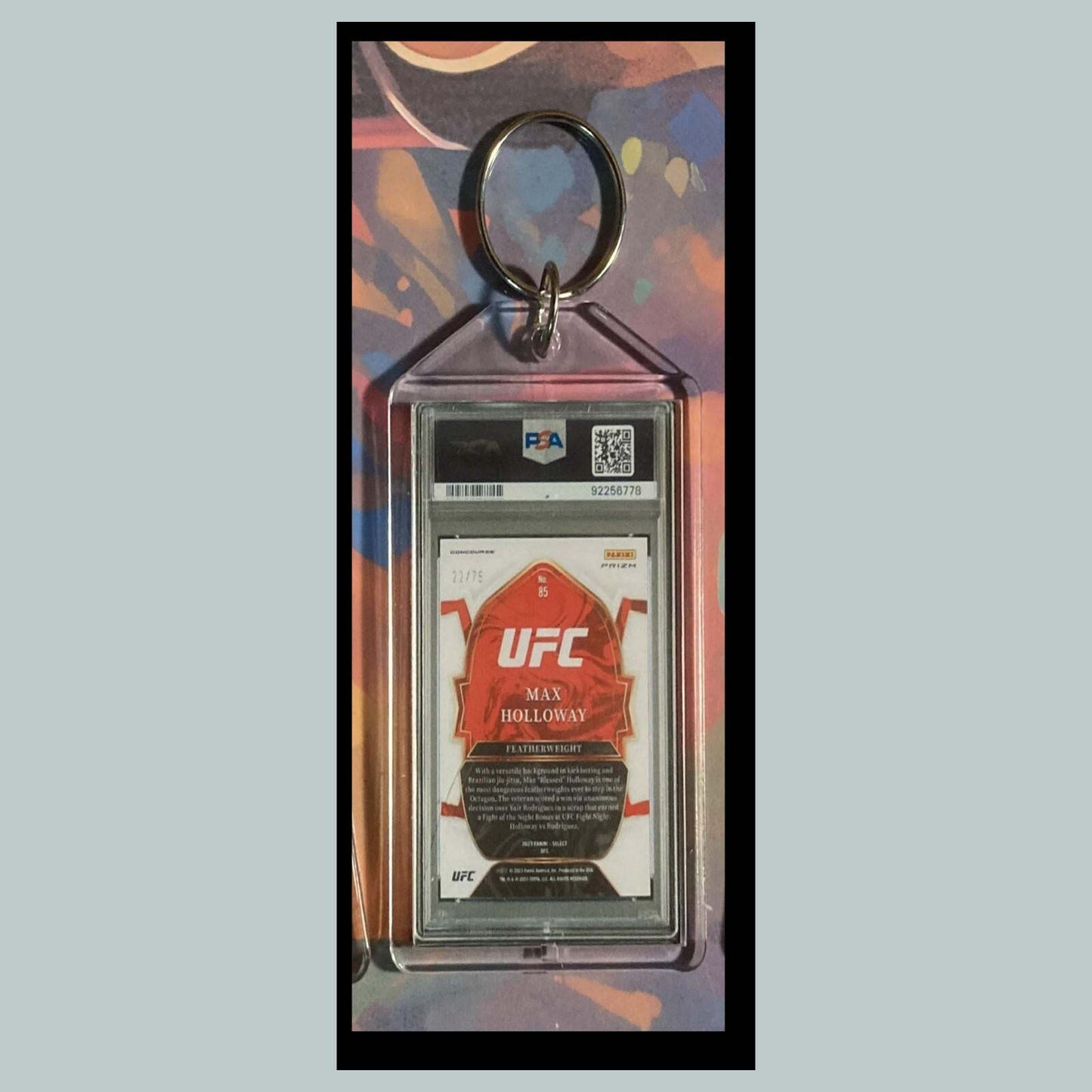 3445 Max Holloway 2023 Panini Select Neon Green Custom Hand Made Keychain - Gift KYC MSC