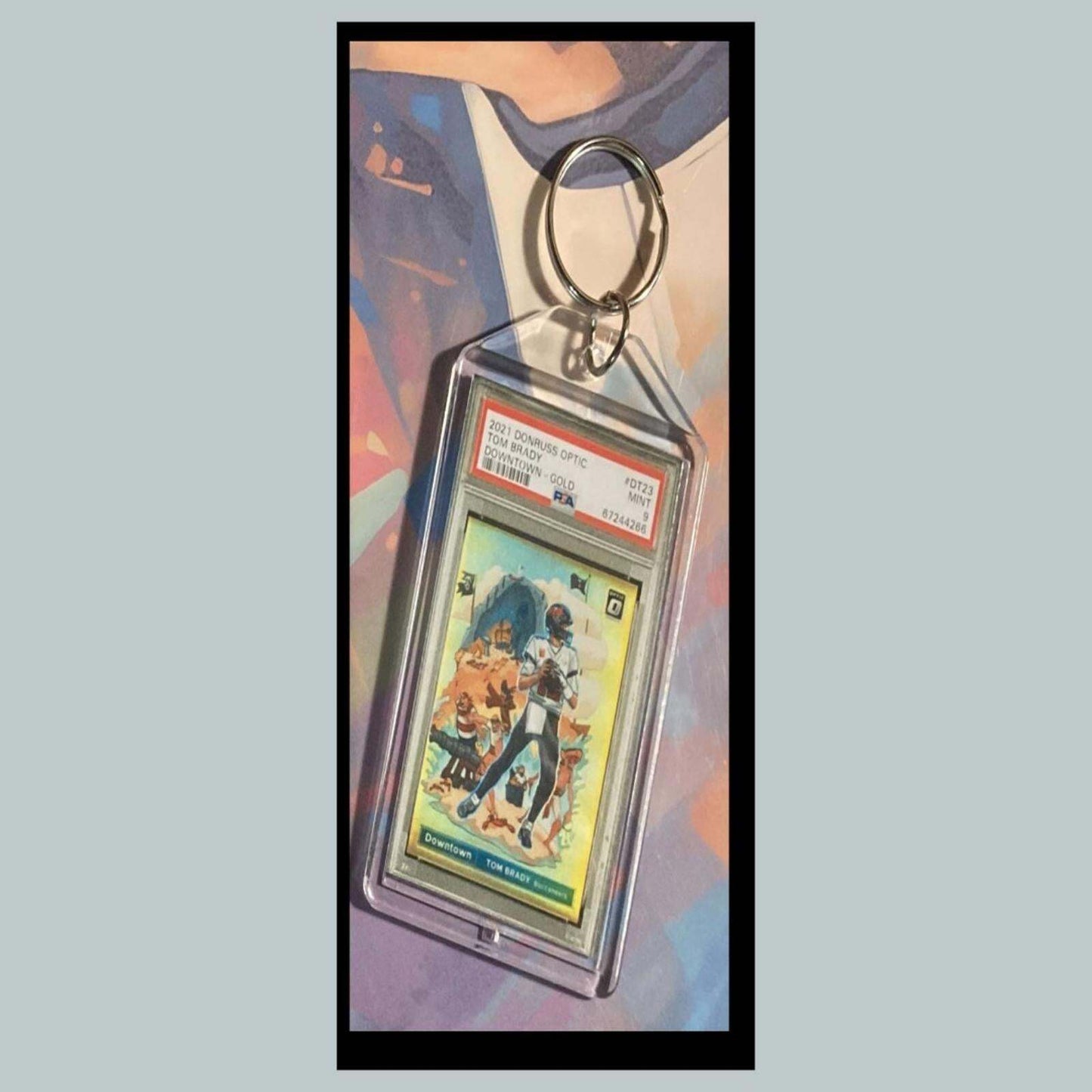 3425 Tom Brady 2021 Panini Donruss Optic Downtown Gold Custom Novelty Keychain FBL