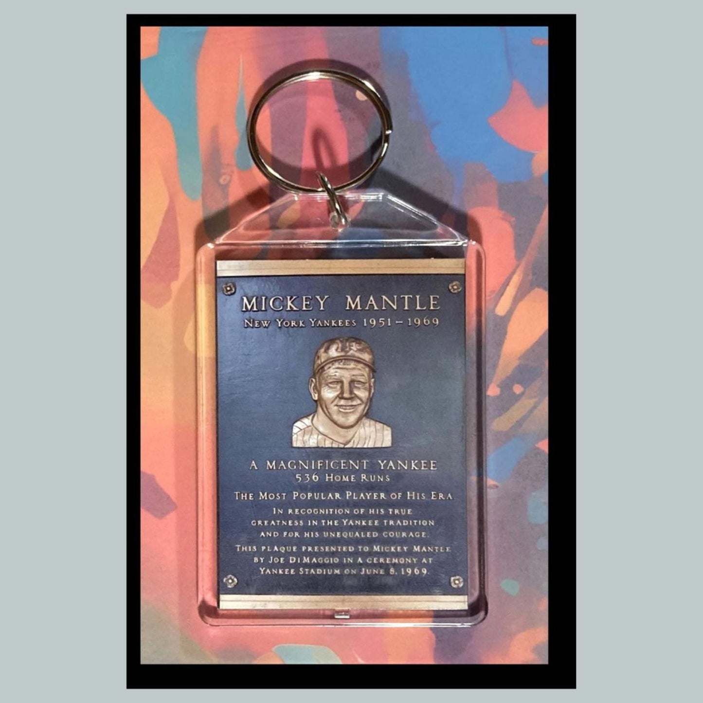 0324 Mickey Mantle Yankee Stadium Plaque Custom Hand Made Keychain 0
