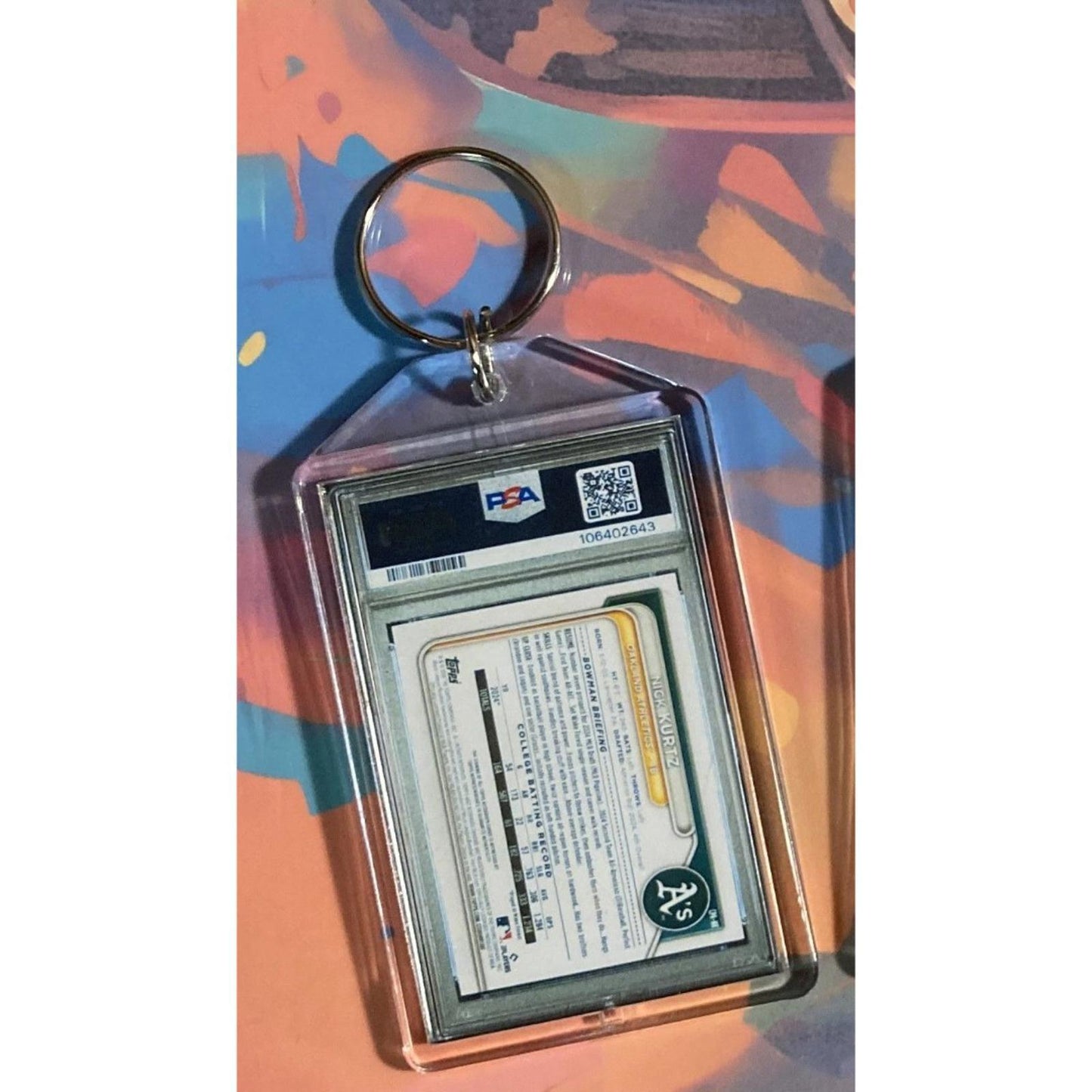 0252 Nick Kurtz 2024 Bowman Draft Chrome Gold Auto Custom Made Novelty Keychain