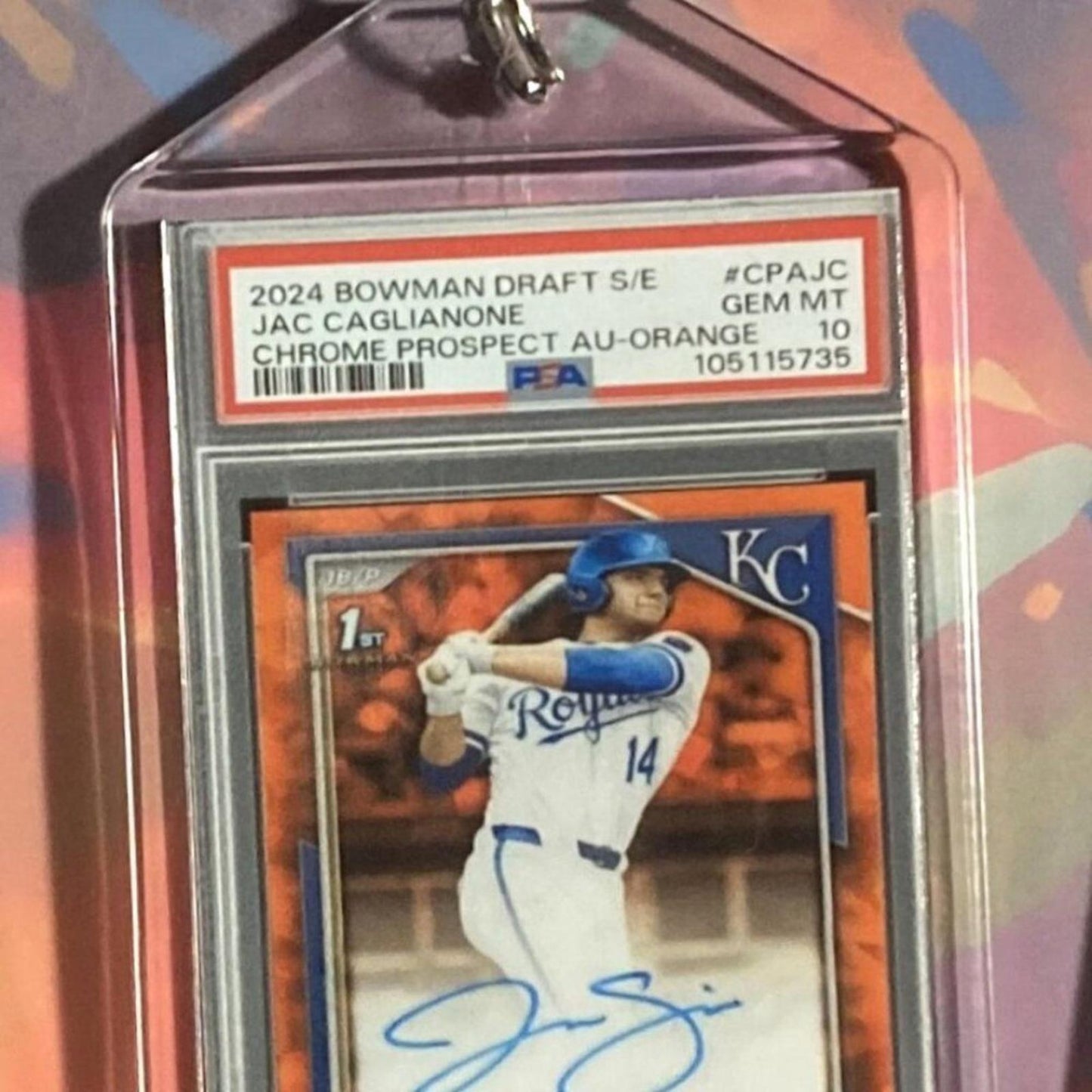 0271 Jac Caglianone 2024 Bowman Draft Chrome Orange Auto Custom Made Keychain