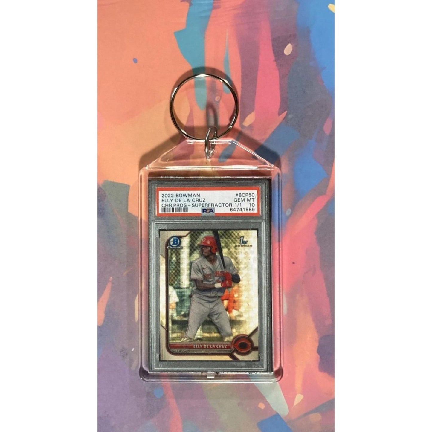 0101 Elly De La Cruz 2022 Bowman Chrome Prospect Superfractor Novelty Keychain