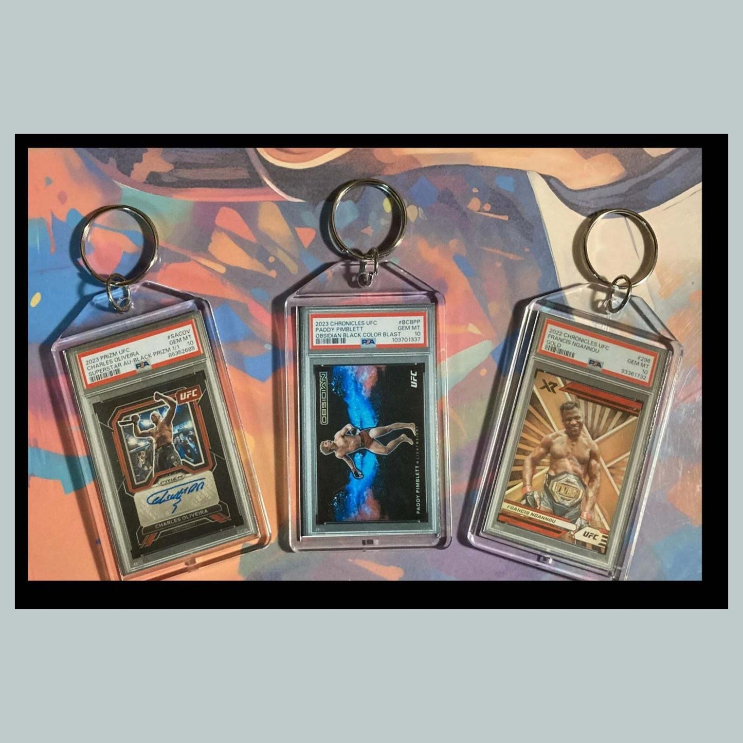 3456B Charles Oliveira/Pimblett/Ngannou 3 Pack Bundle - 3 Different Keychains MSC KYC