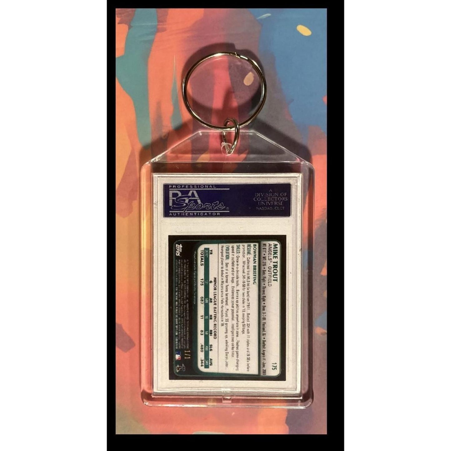 0035 Mike Trout 2011 Bowman Chrome SuperFractor Custom Novelty Keychain- Gift