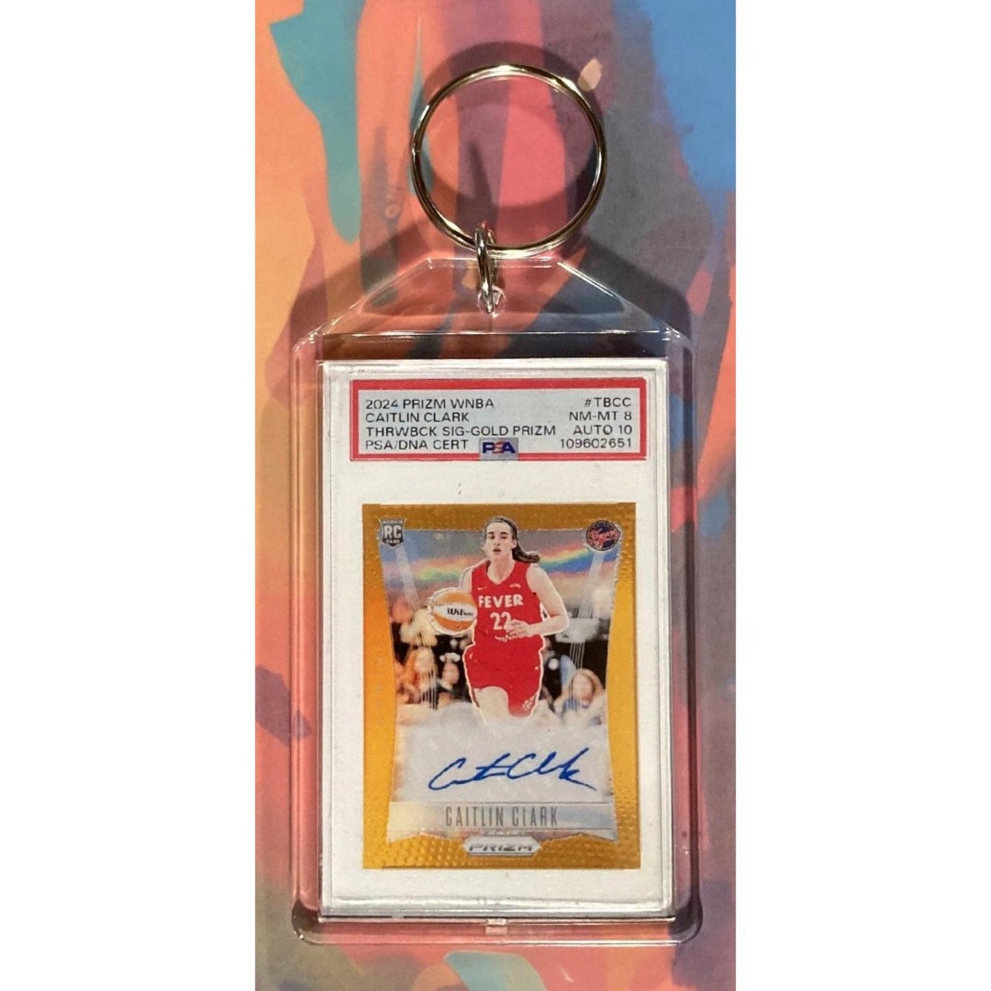 0306 Caitlin Clark 2024 Panini Prizm Auto - Custom Hand Made Keychain- Gift