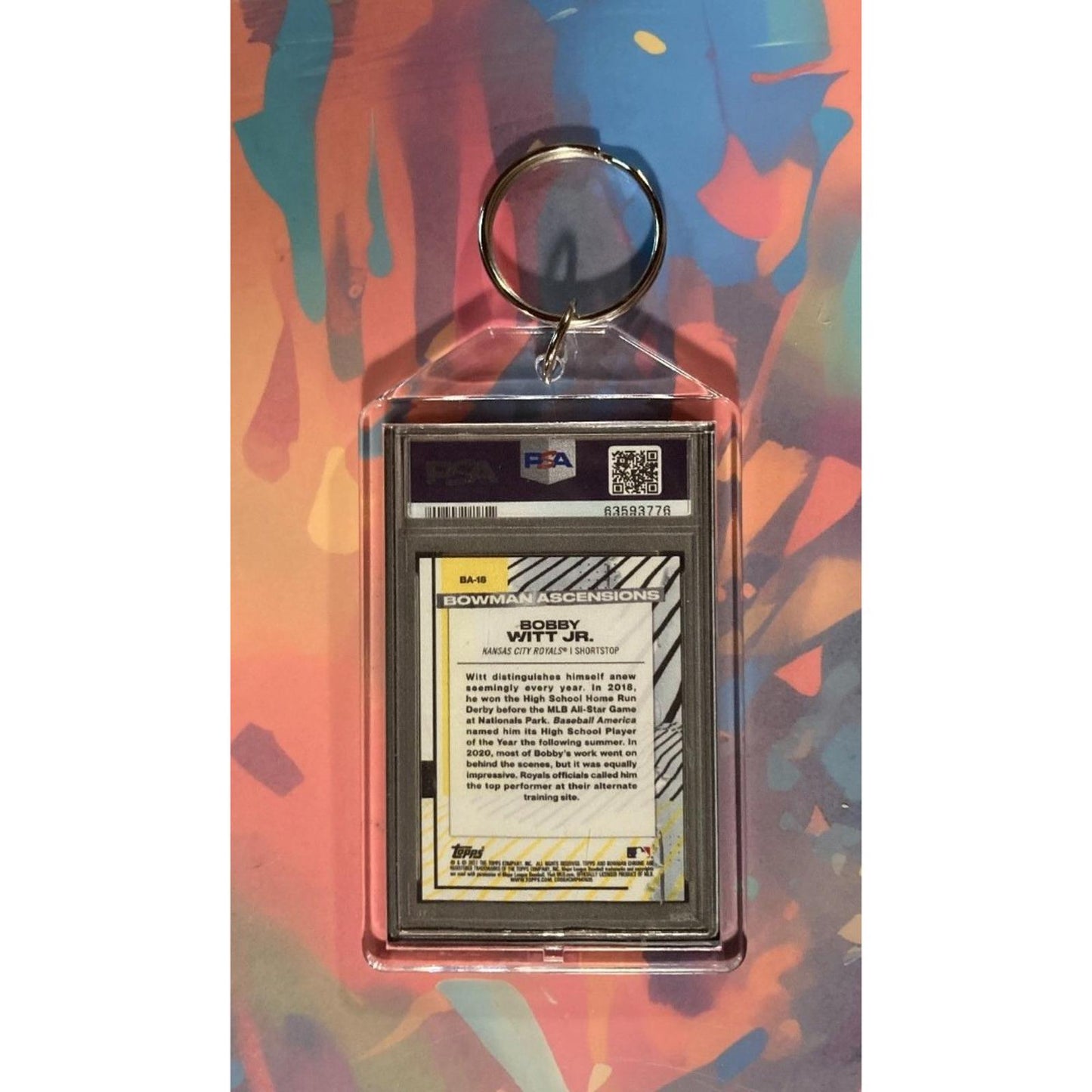 0078 Bobby Witt Jr 2021 Bowman Chrome SuperFractor Custom Made Novelty Keychain