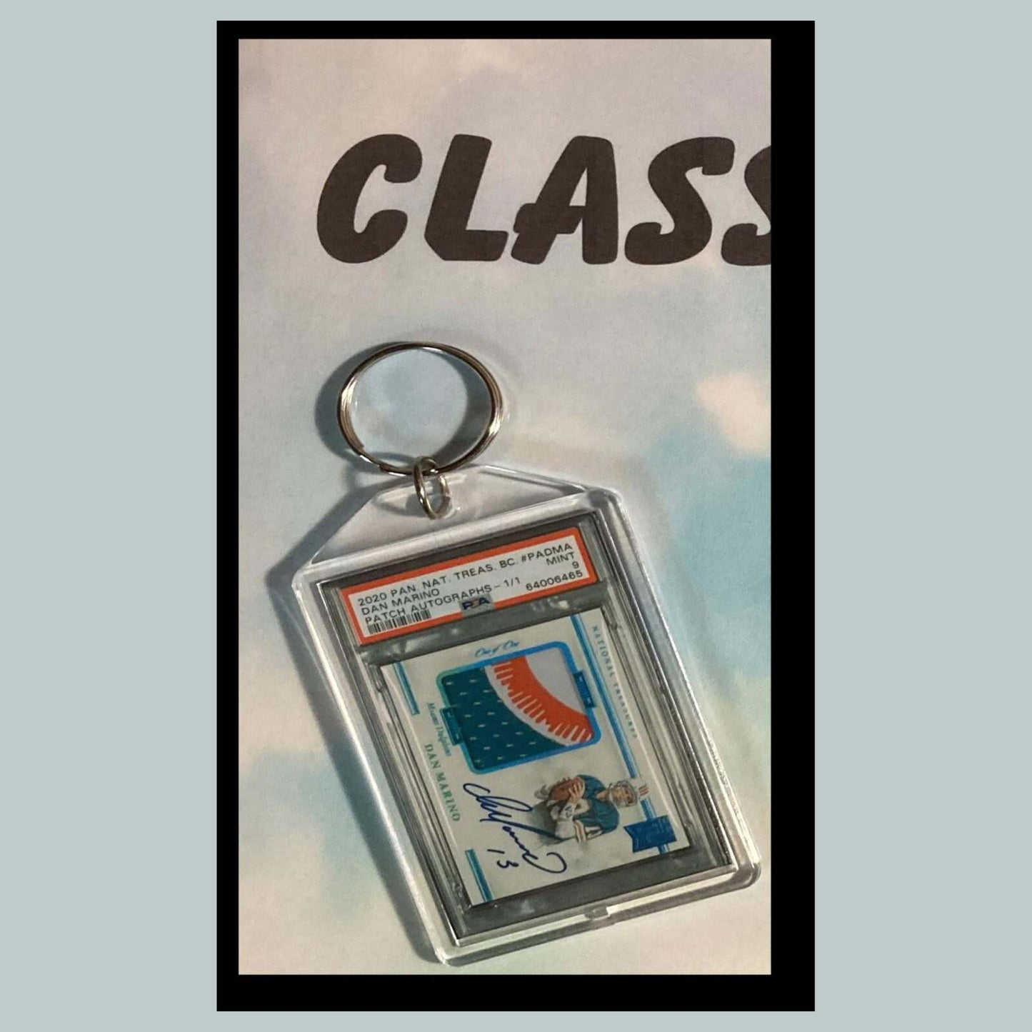 3477 Dan Marino 2020 Panini Nat Treasures Patch Auto Custom Hand Made Keychain FBL