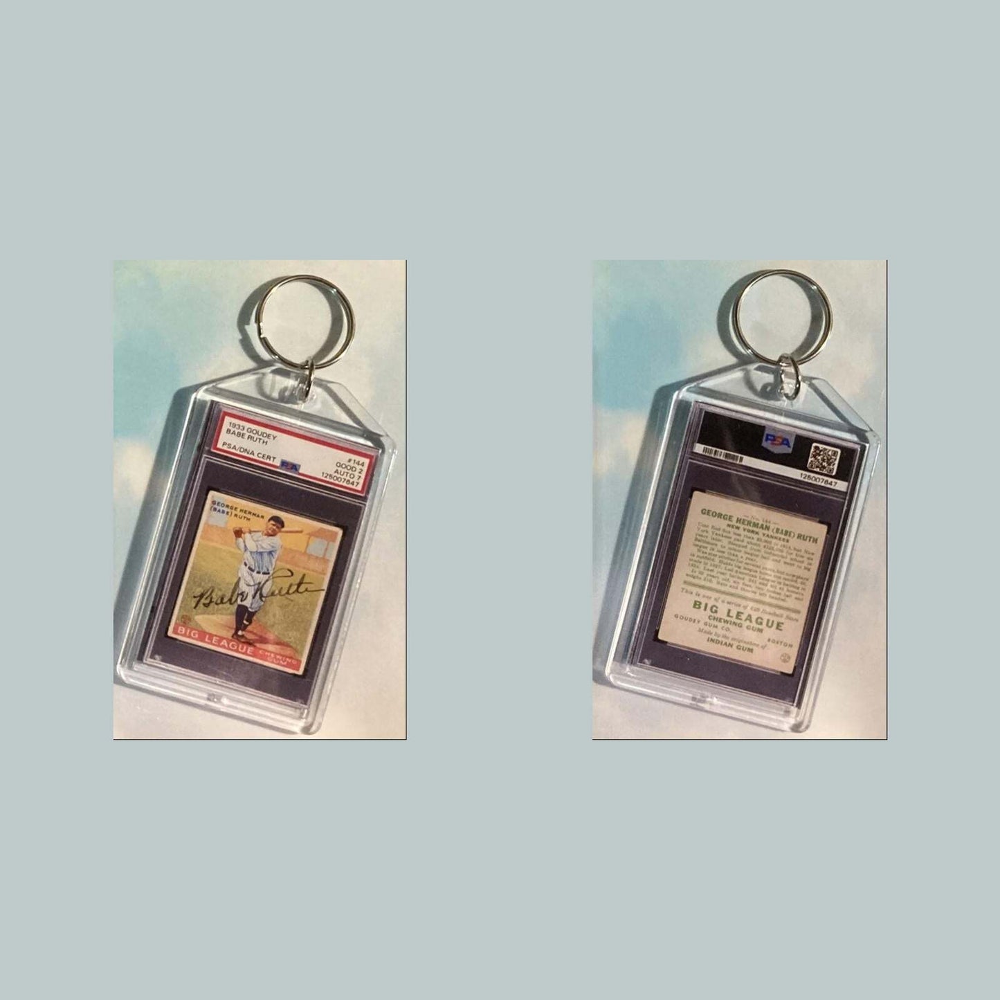 3647 Babe Ruth 1933 Goudey Auto Custom Hand Made Keychain BBL KYC