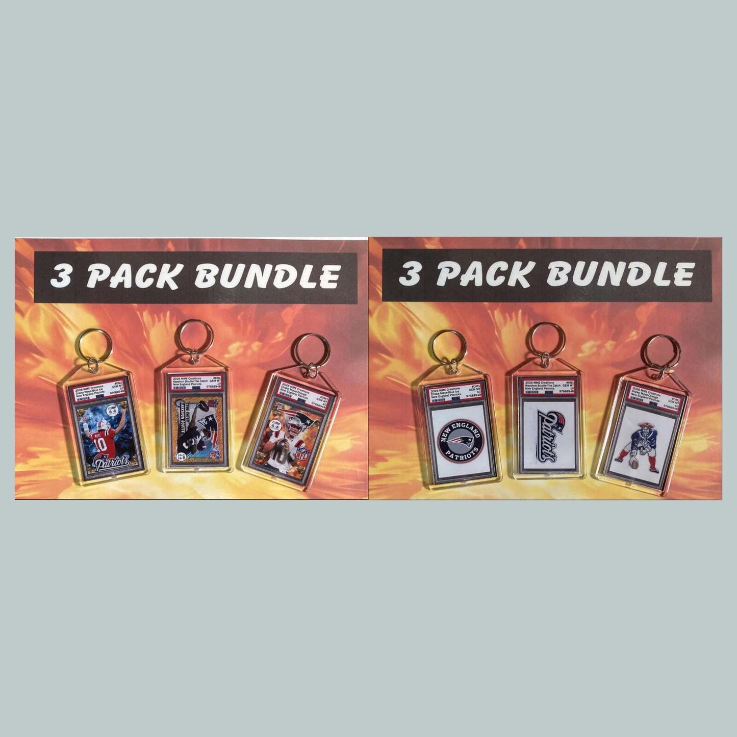 3760B Drake Maye-Kayshon Boutte 3 Pack Bundle Custom Hand Made Keychains FBL
