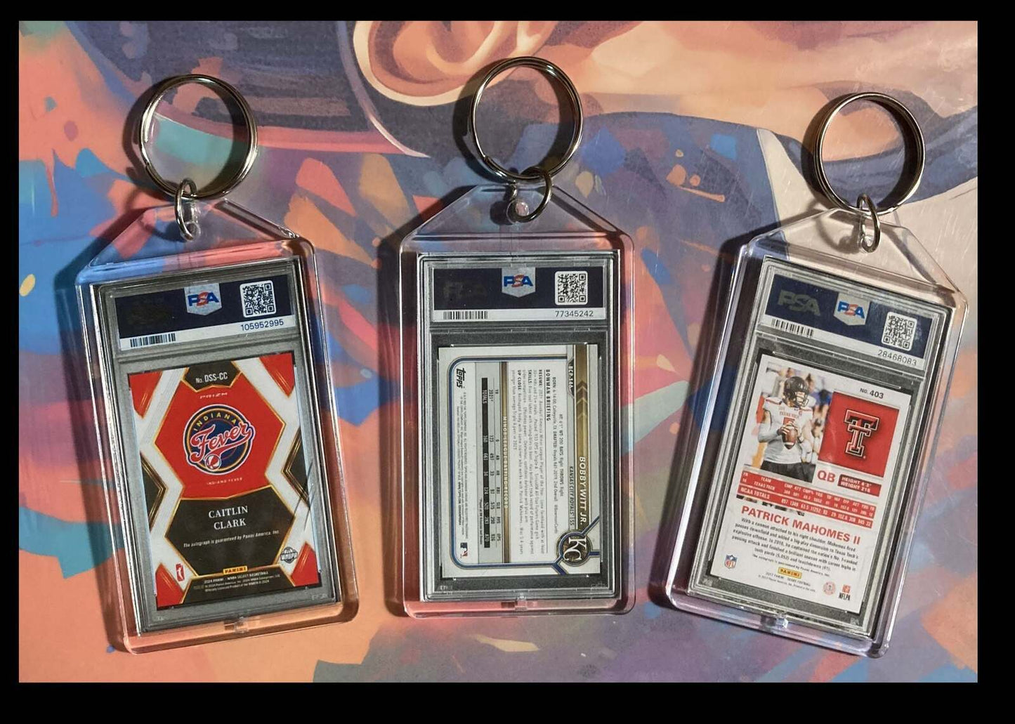 3259 Caitlin Clark-Witt-Mahomes 3 Pack Bundle Keychains FBL BKL KYC