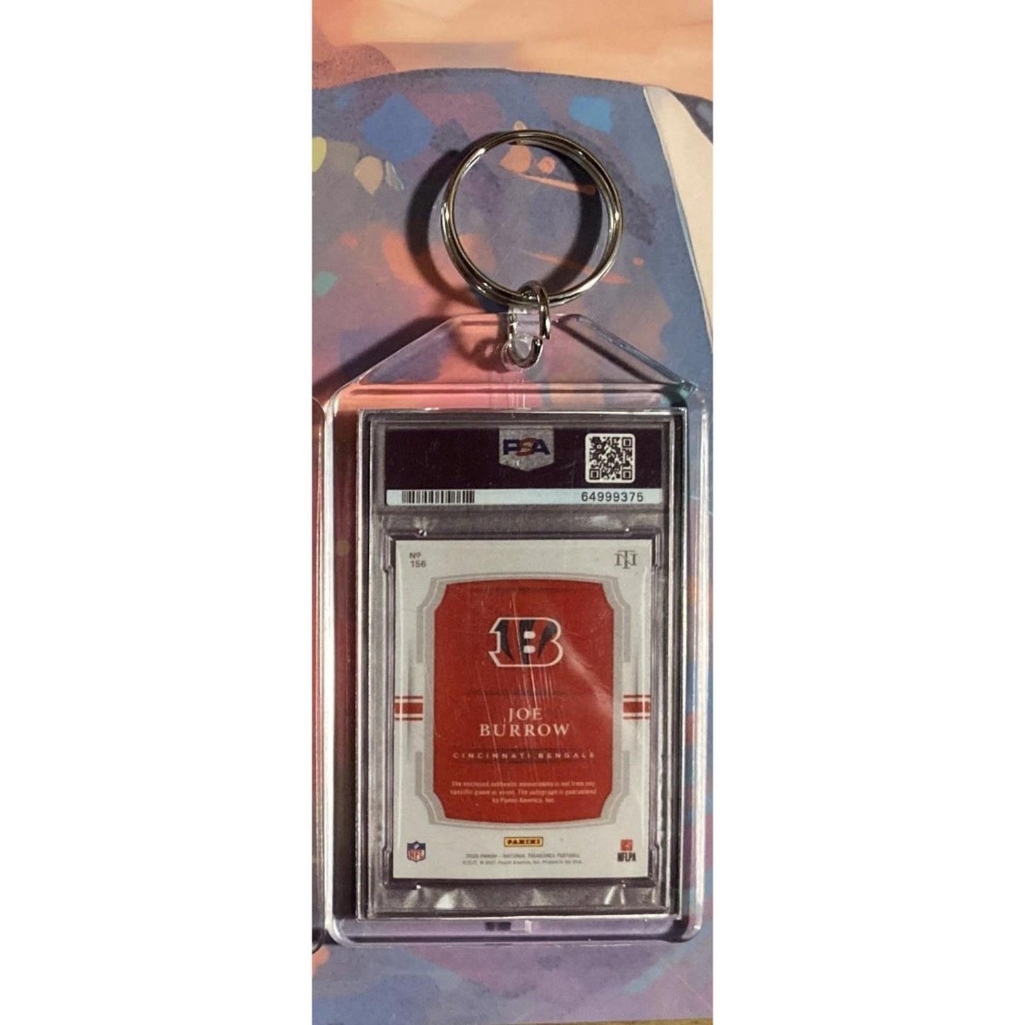 0123 Joe Burrow 2020 Panini Nat Treas Rookie Patch Auto Custom Novelty Keychain